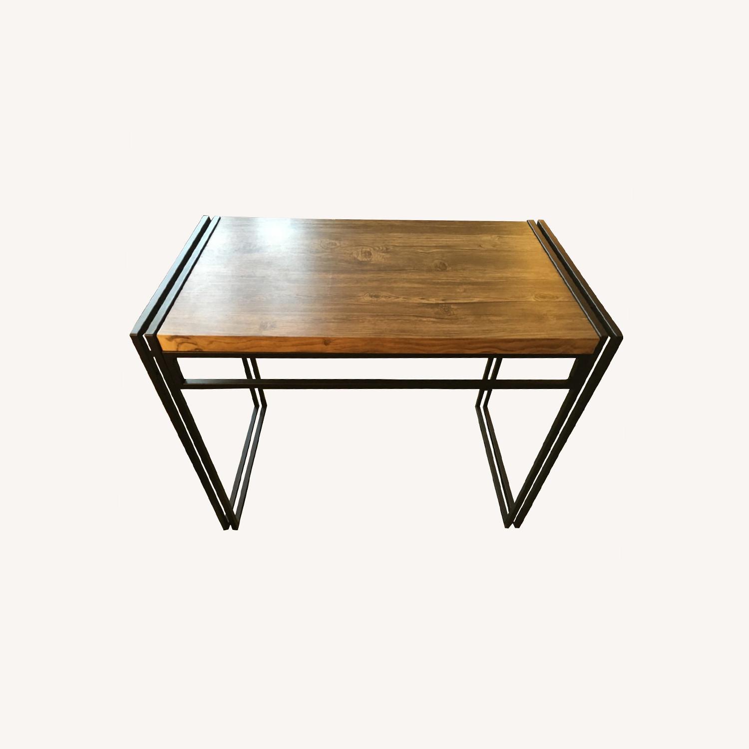 Iron Desk with Wood Grain-Printed Top - image-0