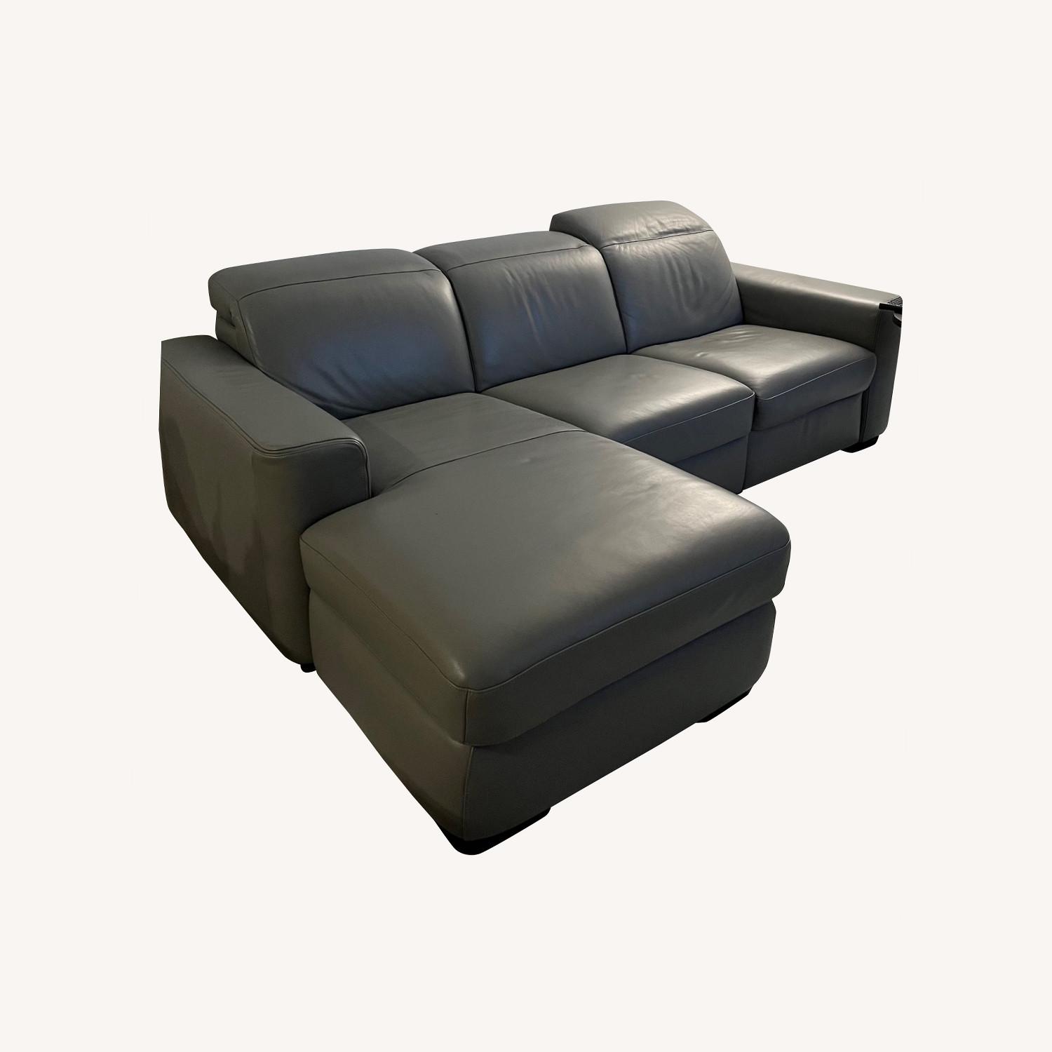 Natuzzi Grey Leather Couch AptDeco