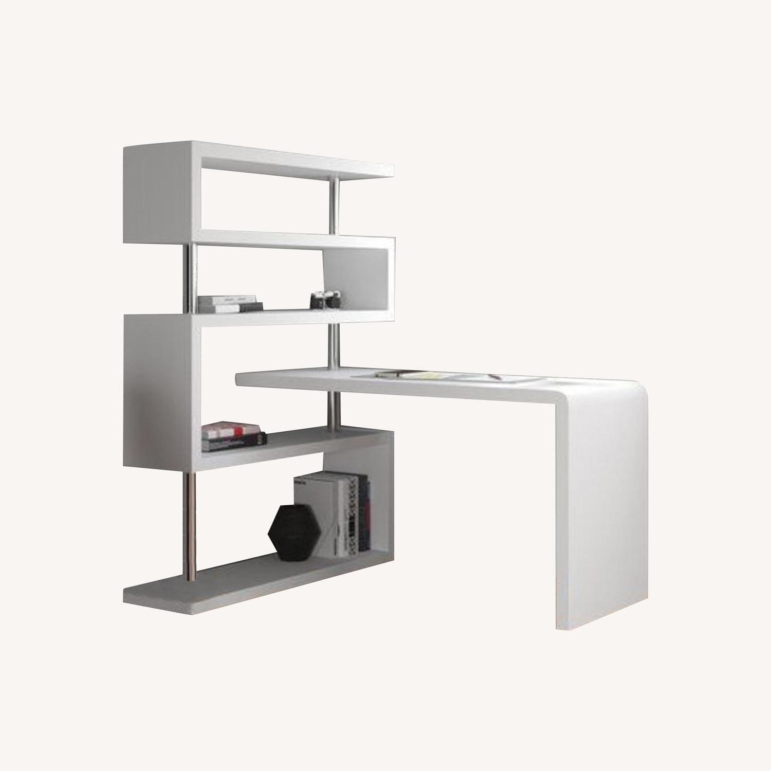 Wade Logan Reversible LShape Credenza Desk with Hutch AptDeco