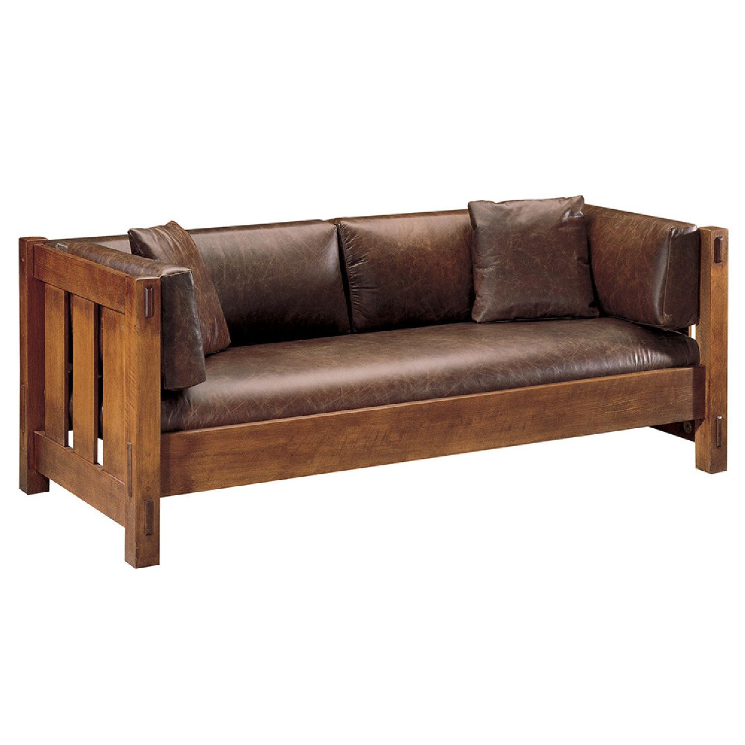 Stickley Brothers Mission Leather Sofa AptDeco