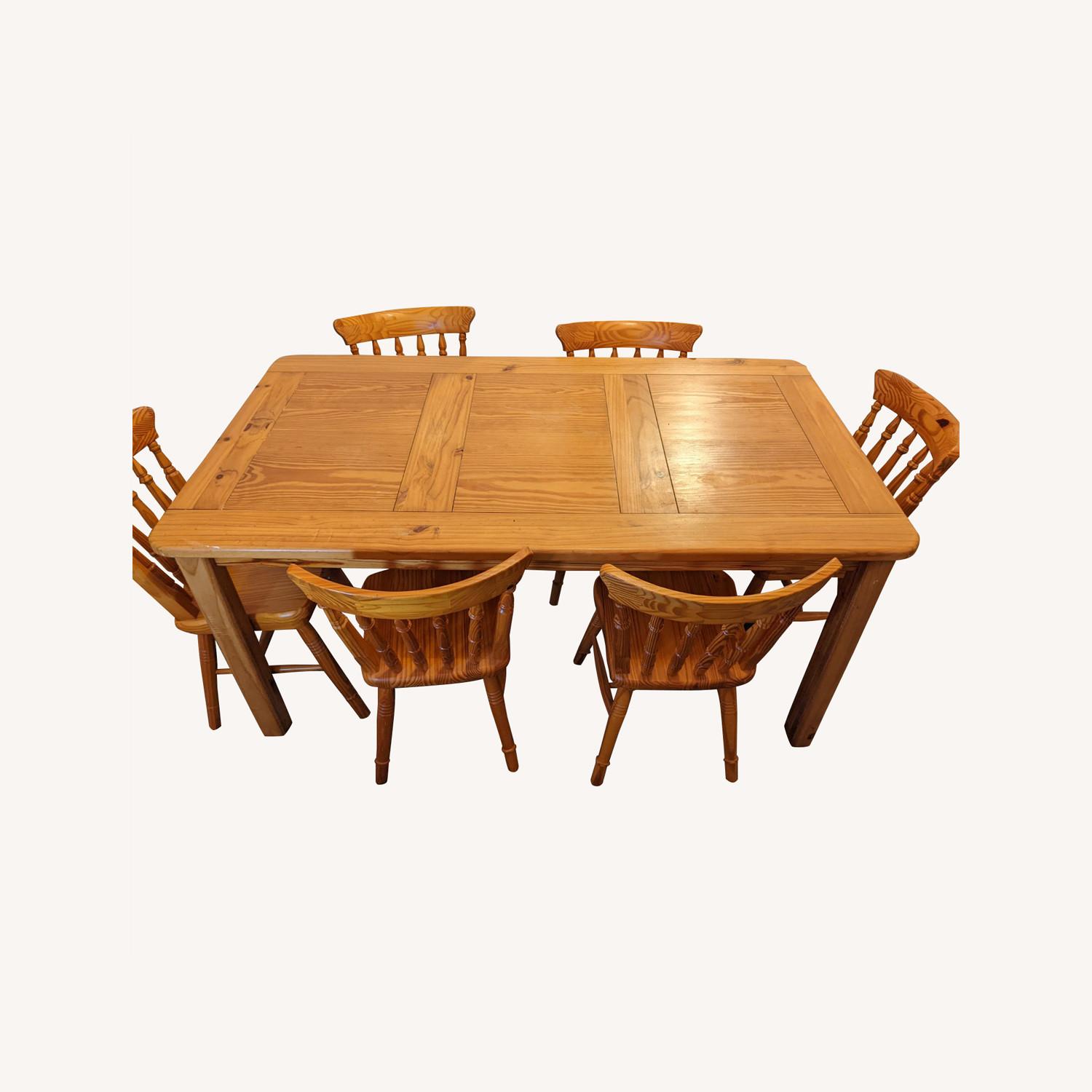 Pine Dining Table with 6 Chairs AptDeco