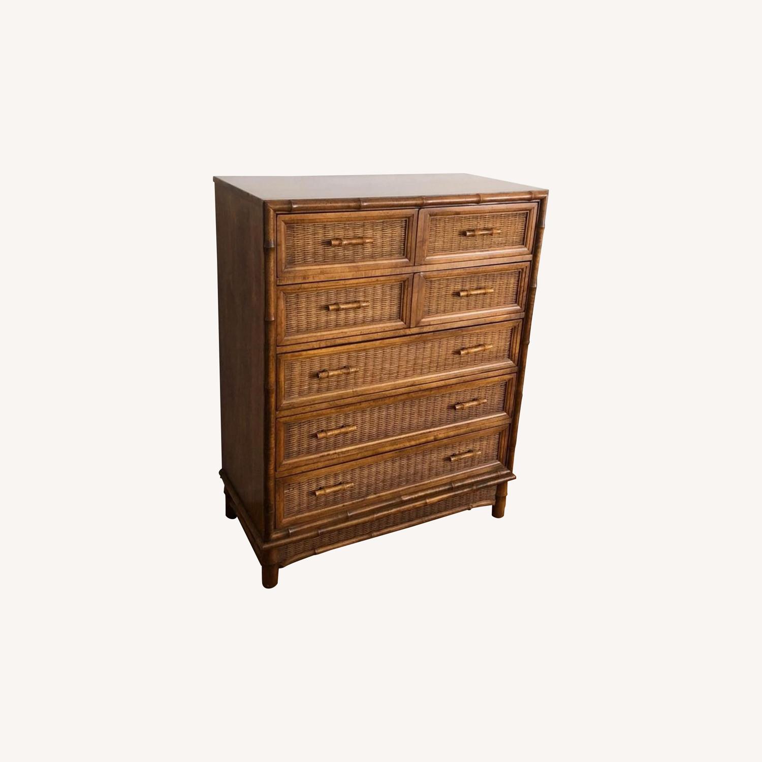 Crate & Barrel Vintage Bamboo Tallboy Dresser - image-0
