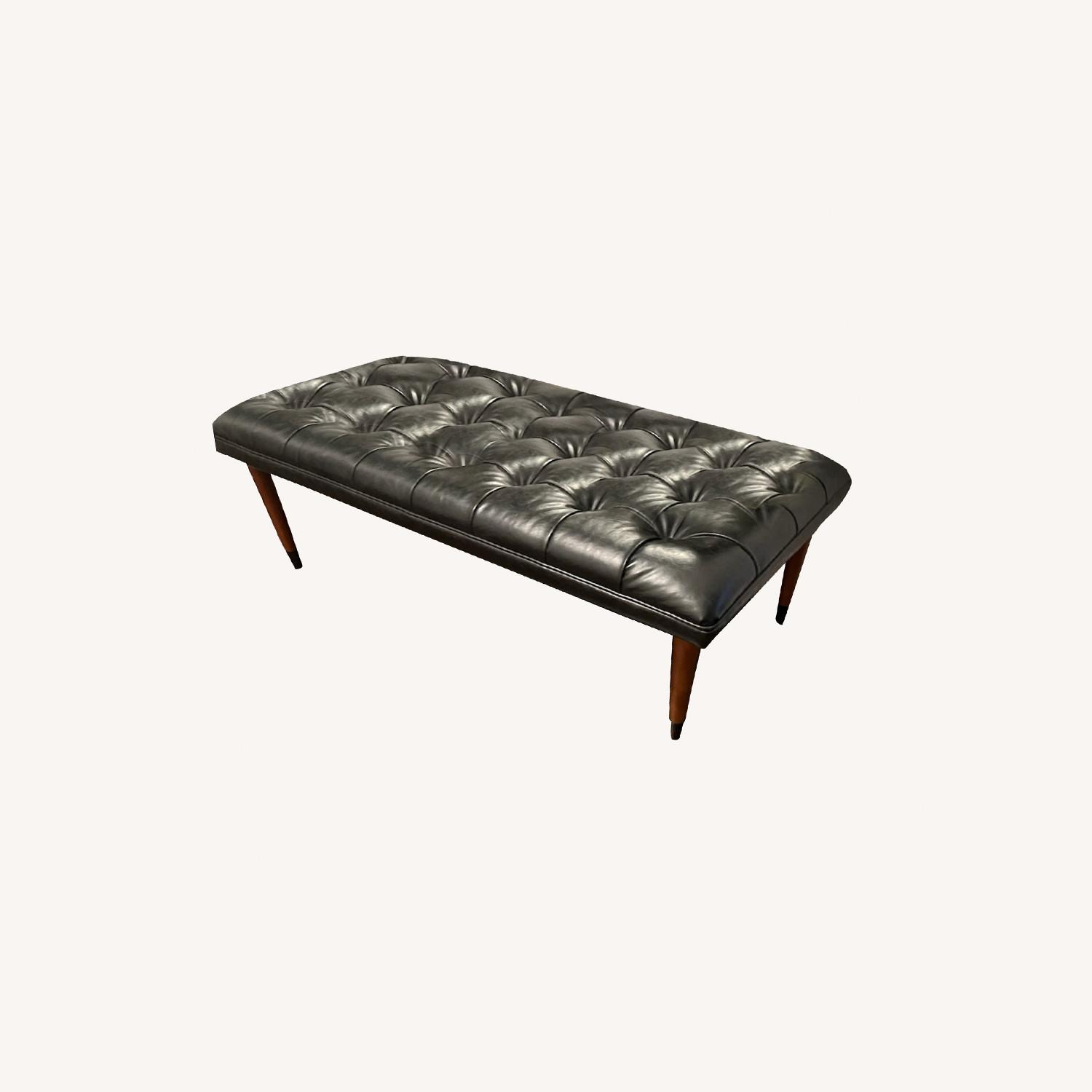 West Elm Midcentury Black Leather Tufted Bench AptDeco
