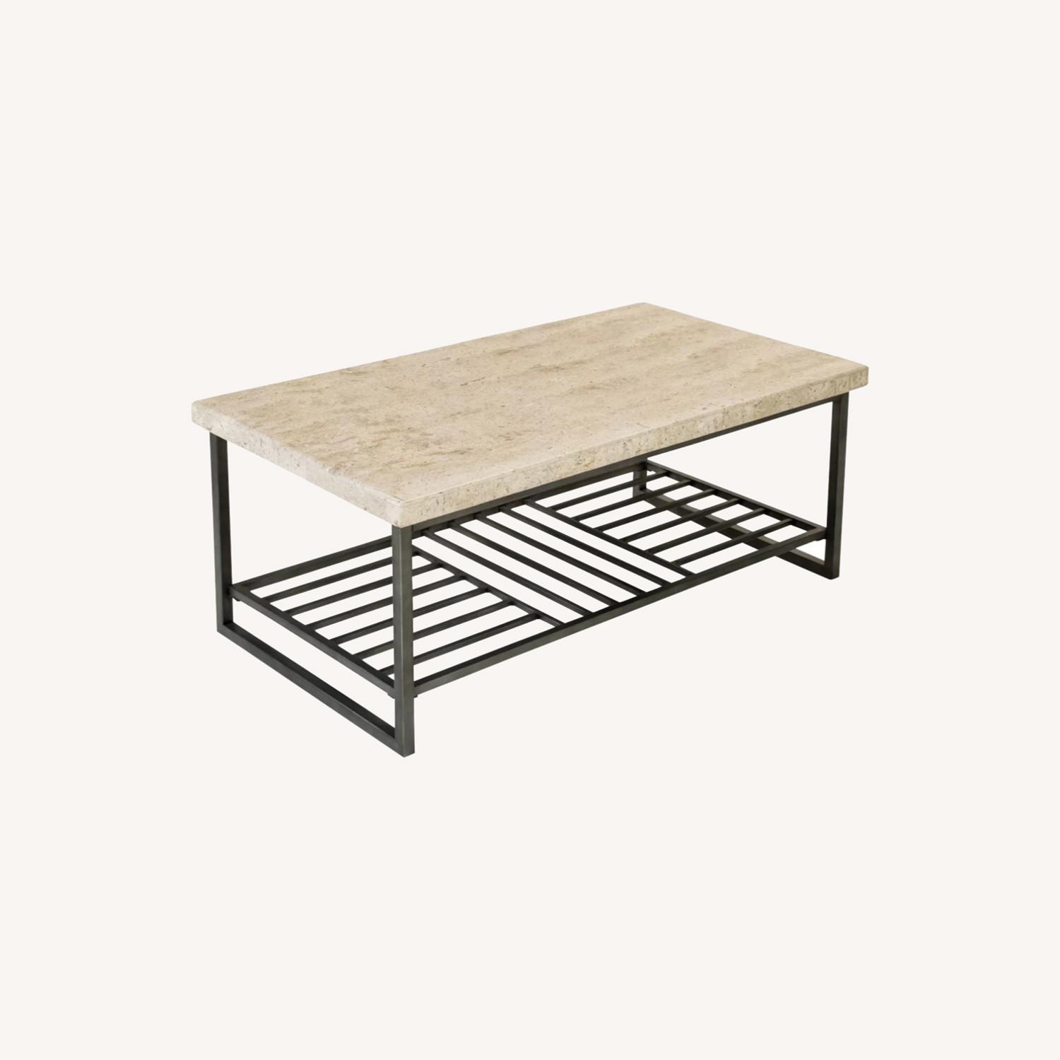 Raymour & Flanigan Travertine Coffee Table AptDeco