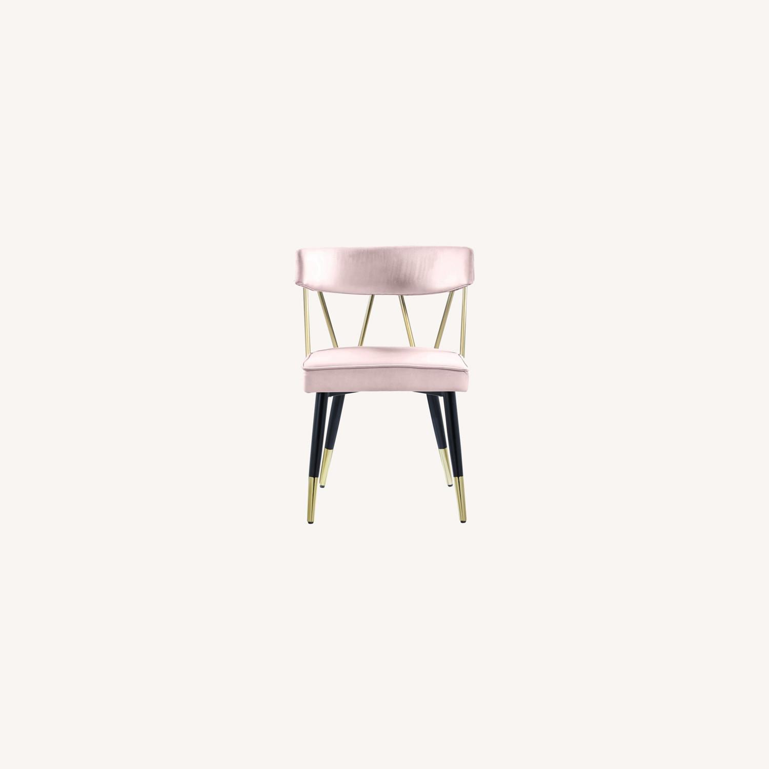 Dining Chair In Pink Velvet W/ Matte Black Legs AptDeco