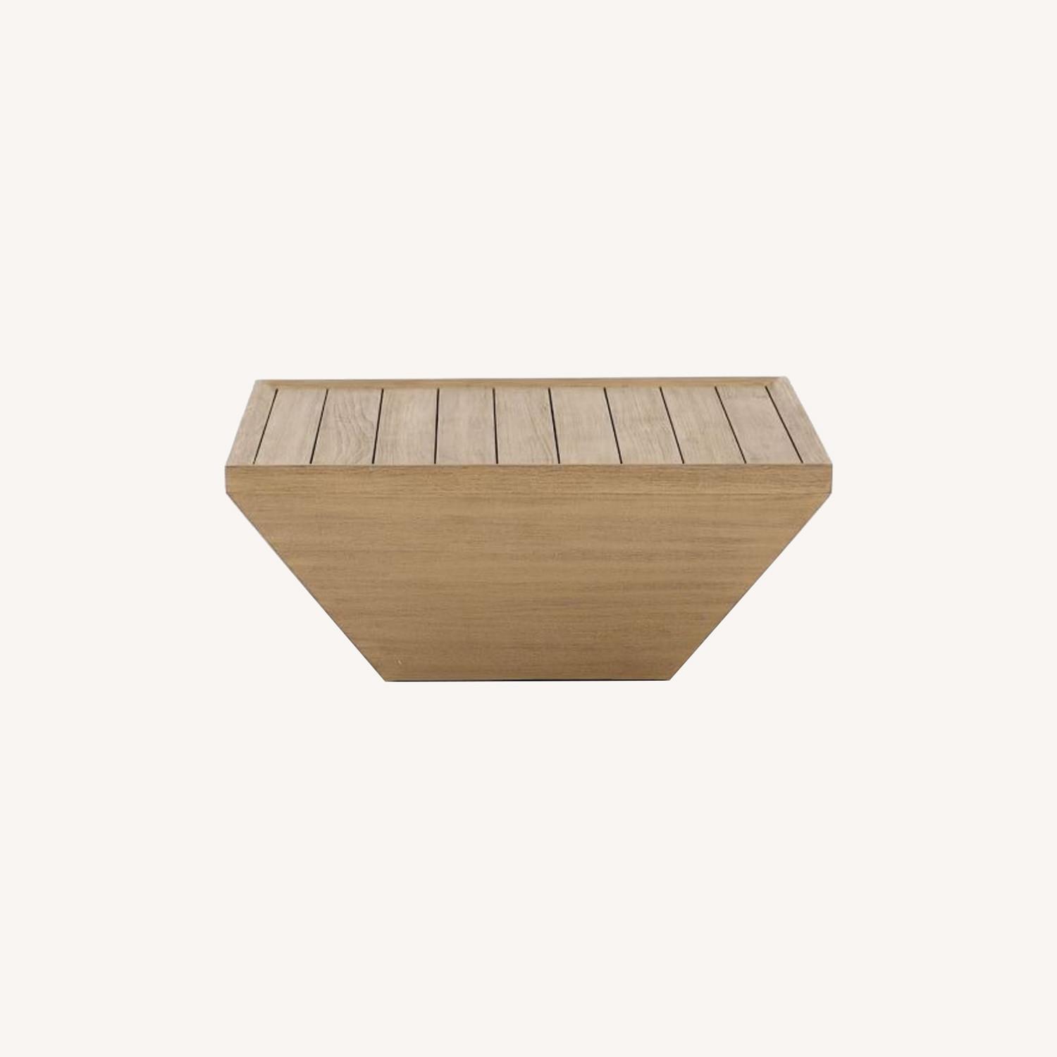West Elm Teak Wood Square Outdoor Coffee Table AptDeco