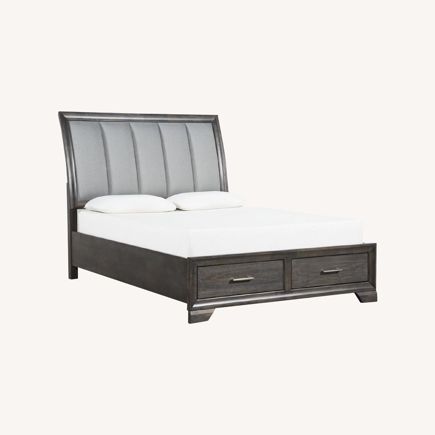 Living Spaces King Size Bed with Storage and Headboard - image-0