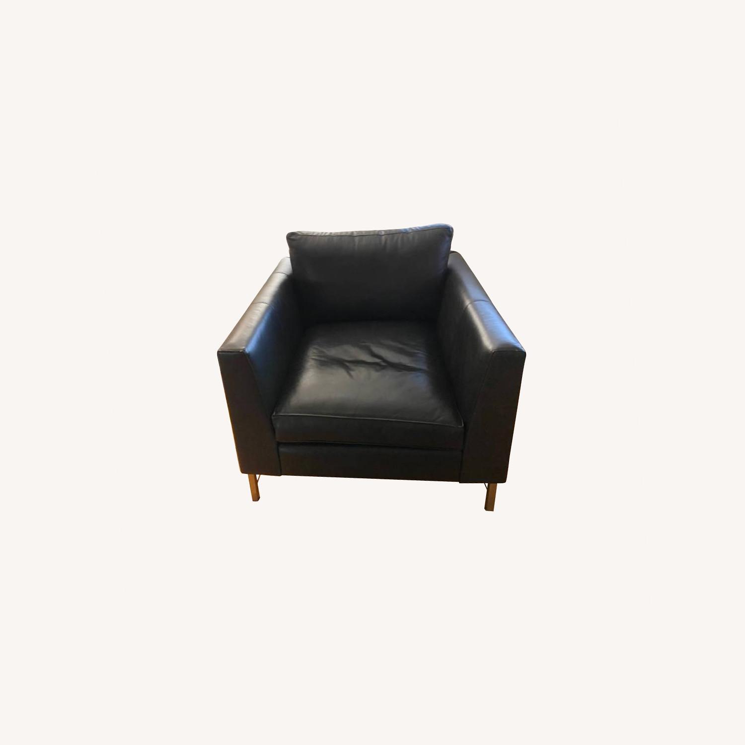 Crate & Barrel Black Leather Armchair AptDeco