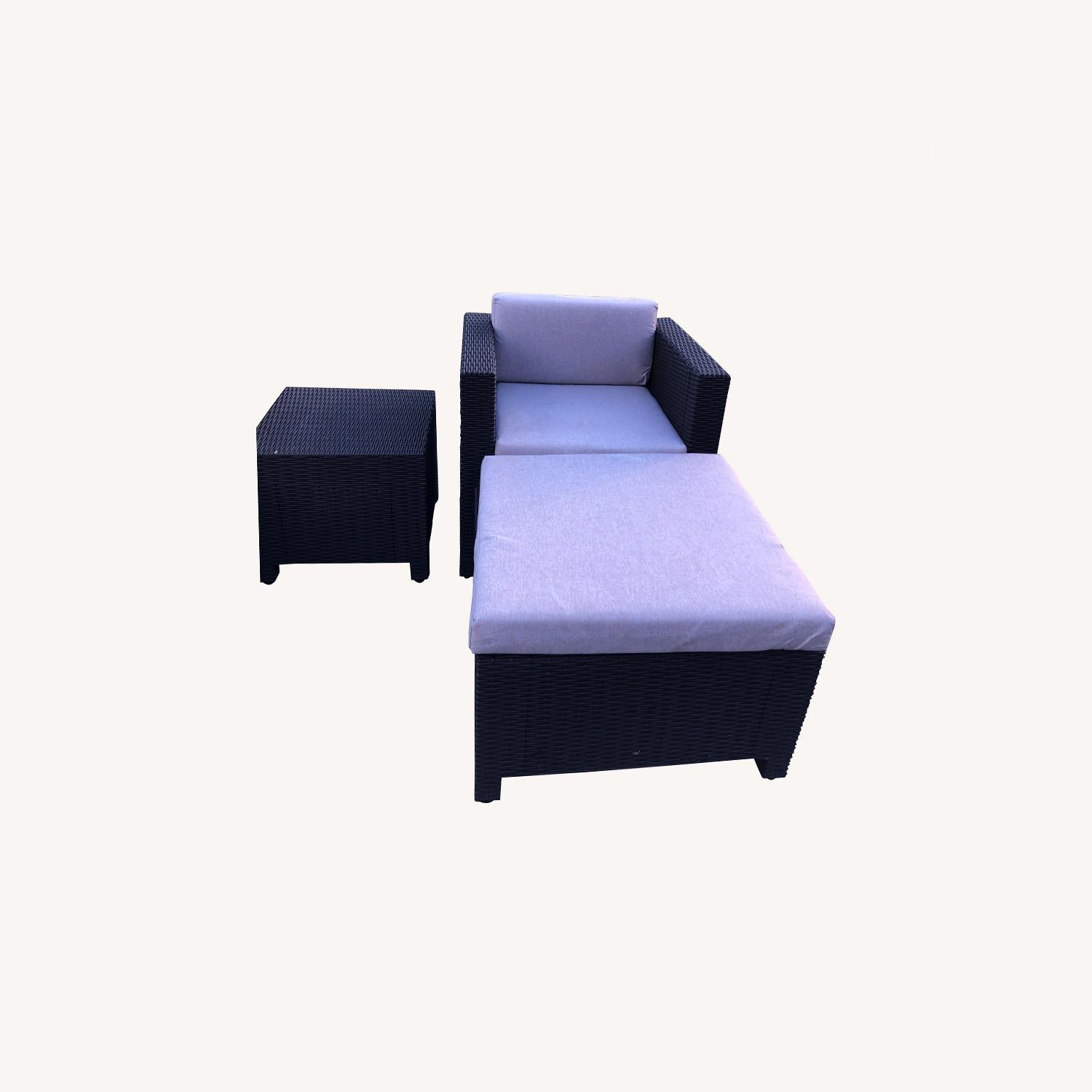 Wicker Resin Lounge Set and Side Table - image-0