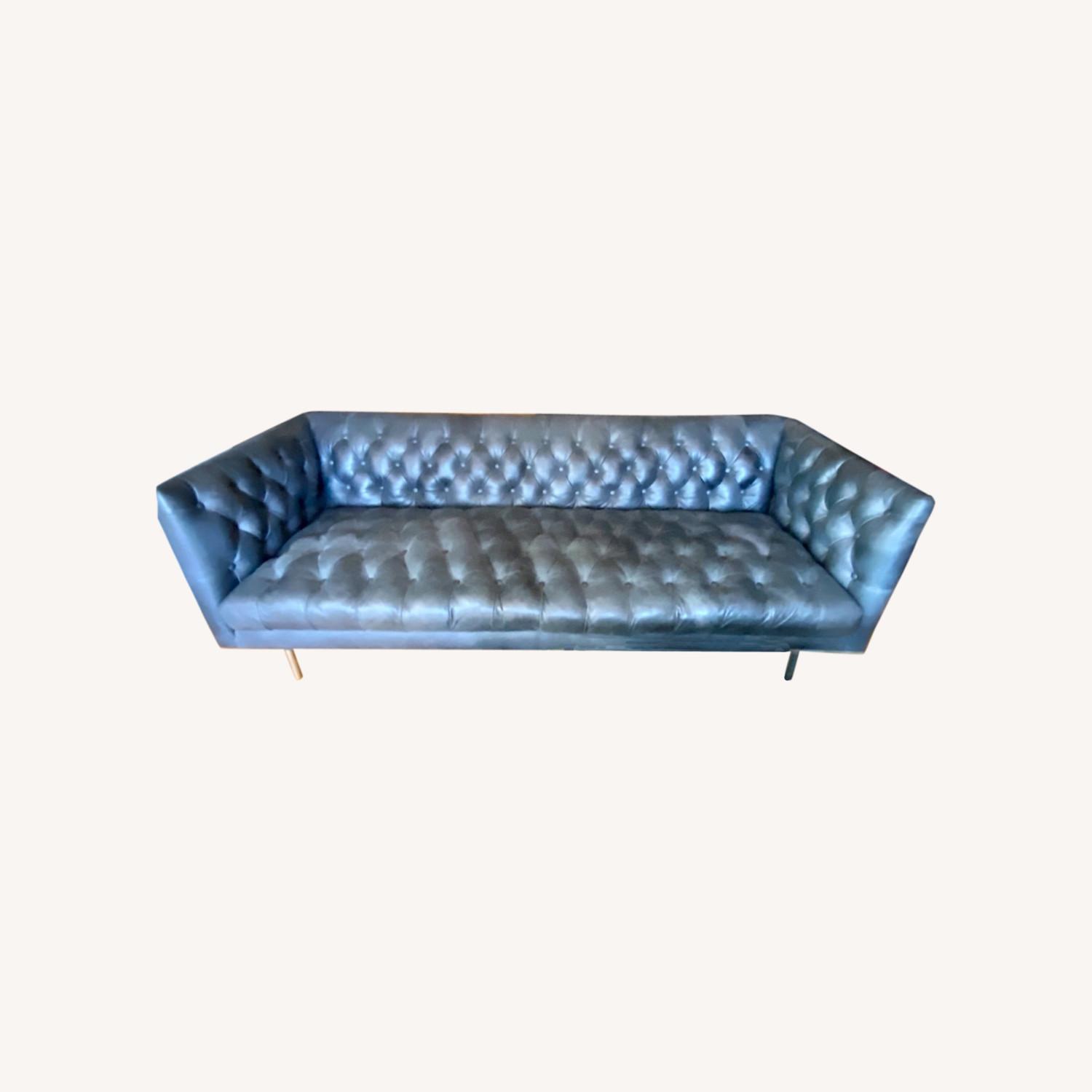 West Elm Modern Chesterfield Leather Sofa AptDeco