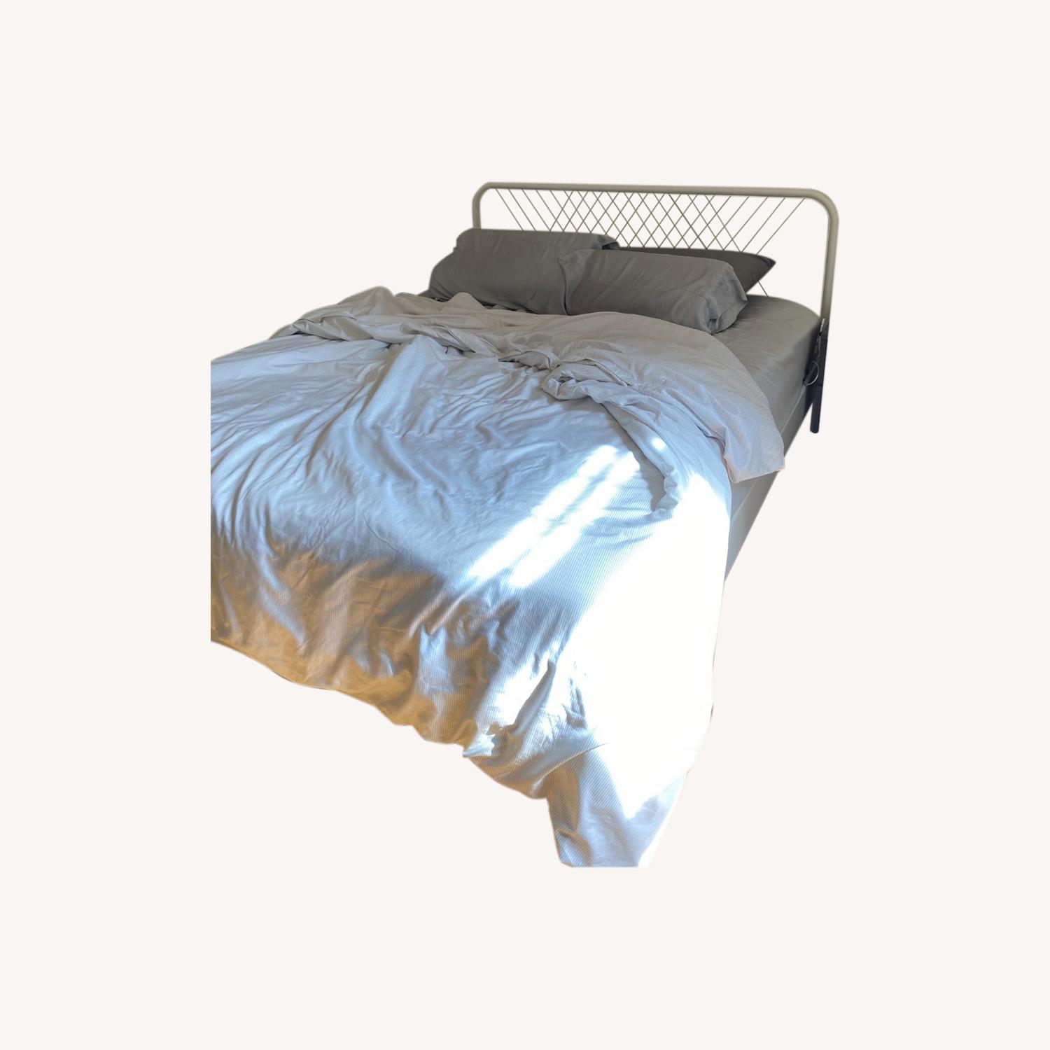 IKEA White Metal Queen BedFrame NESTTUN AptDeco