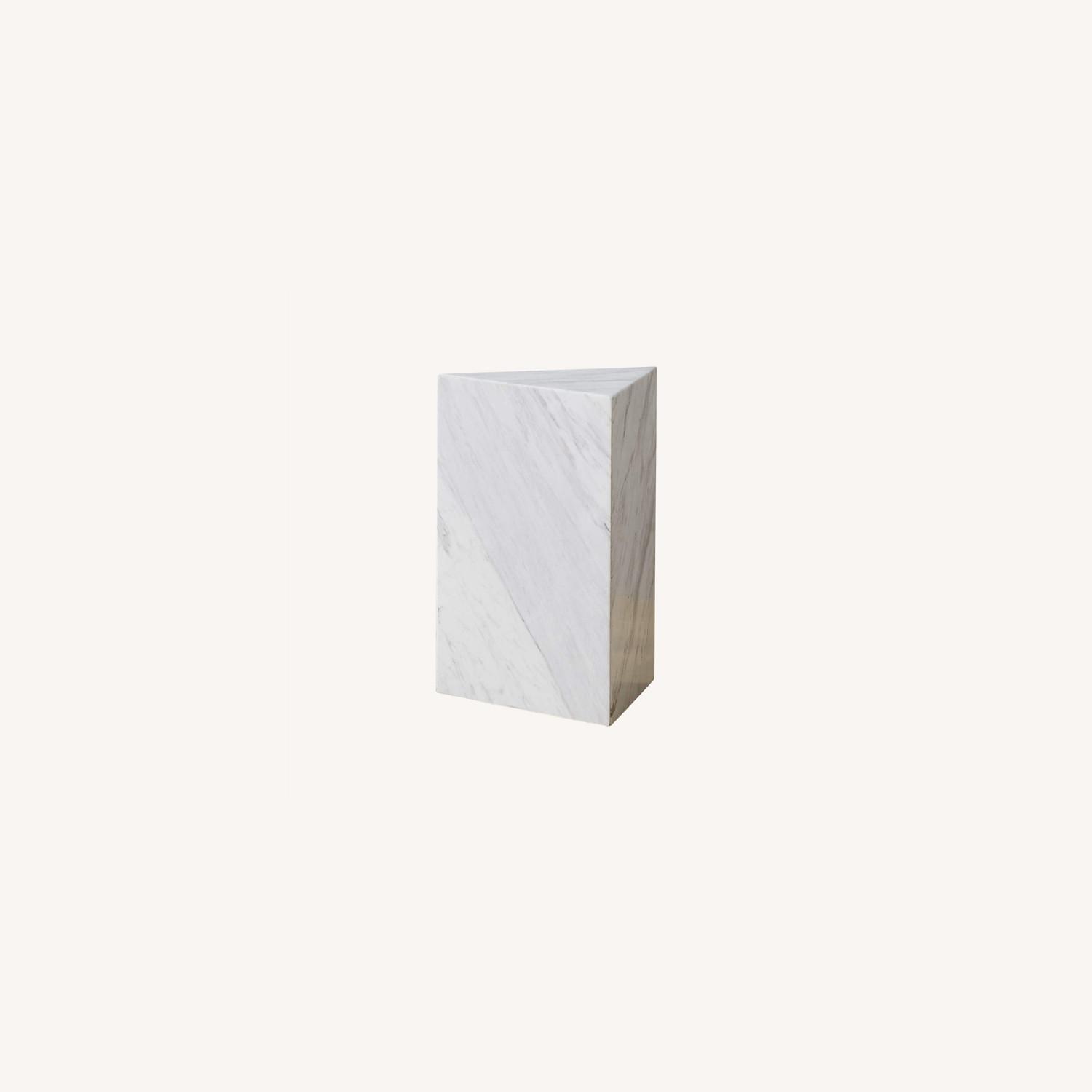 CB2 TRI White Marble Side Table - image-0