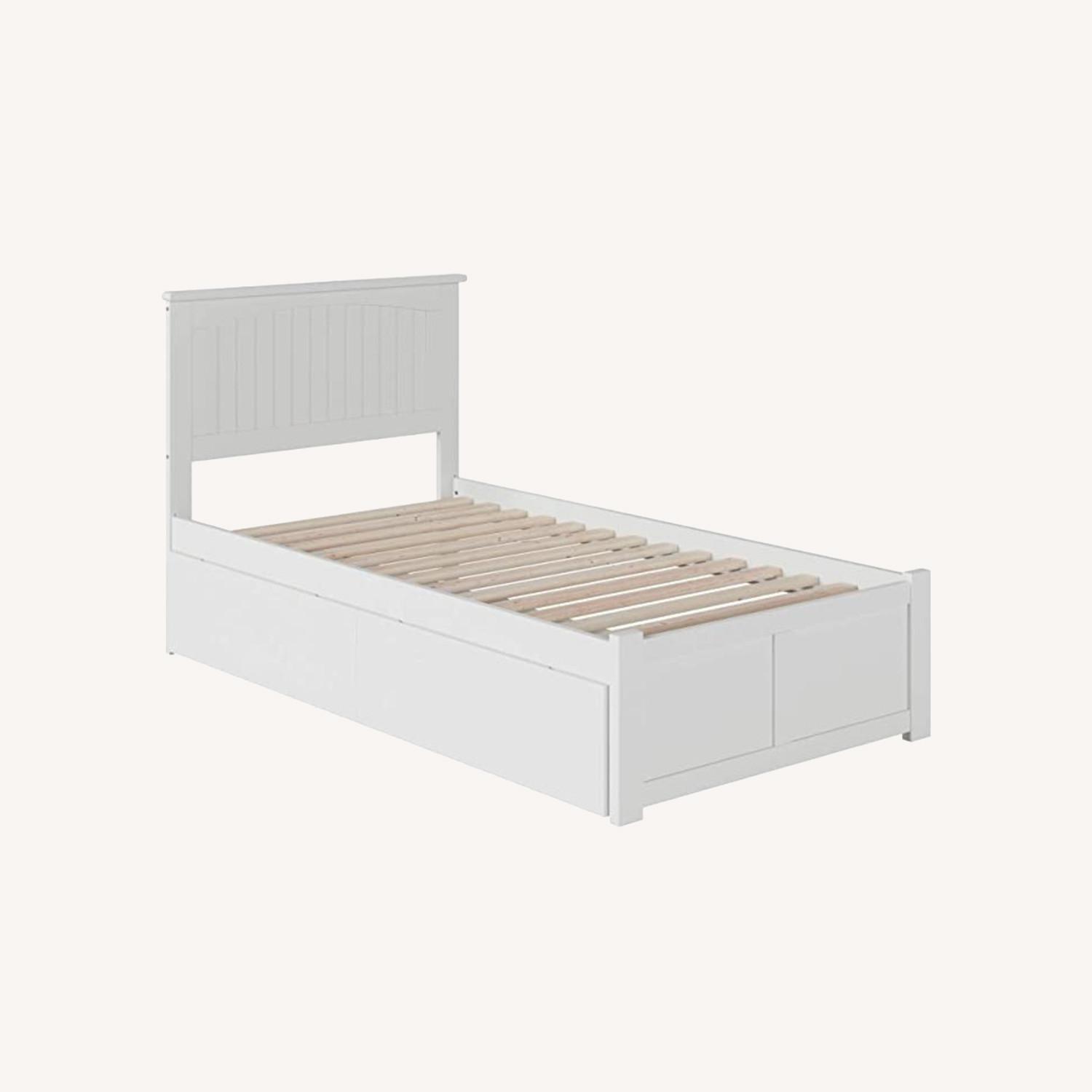 Atlantic Platform Bed with Drawers, Twin XL, White AptDeco