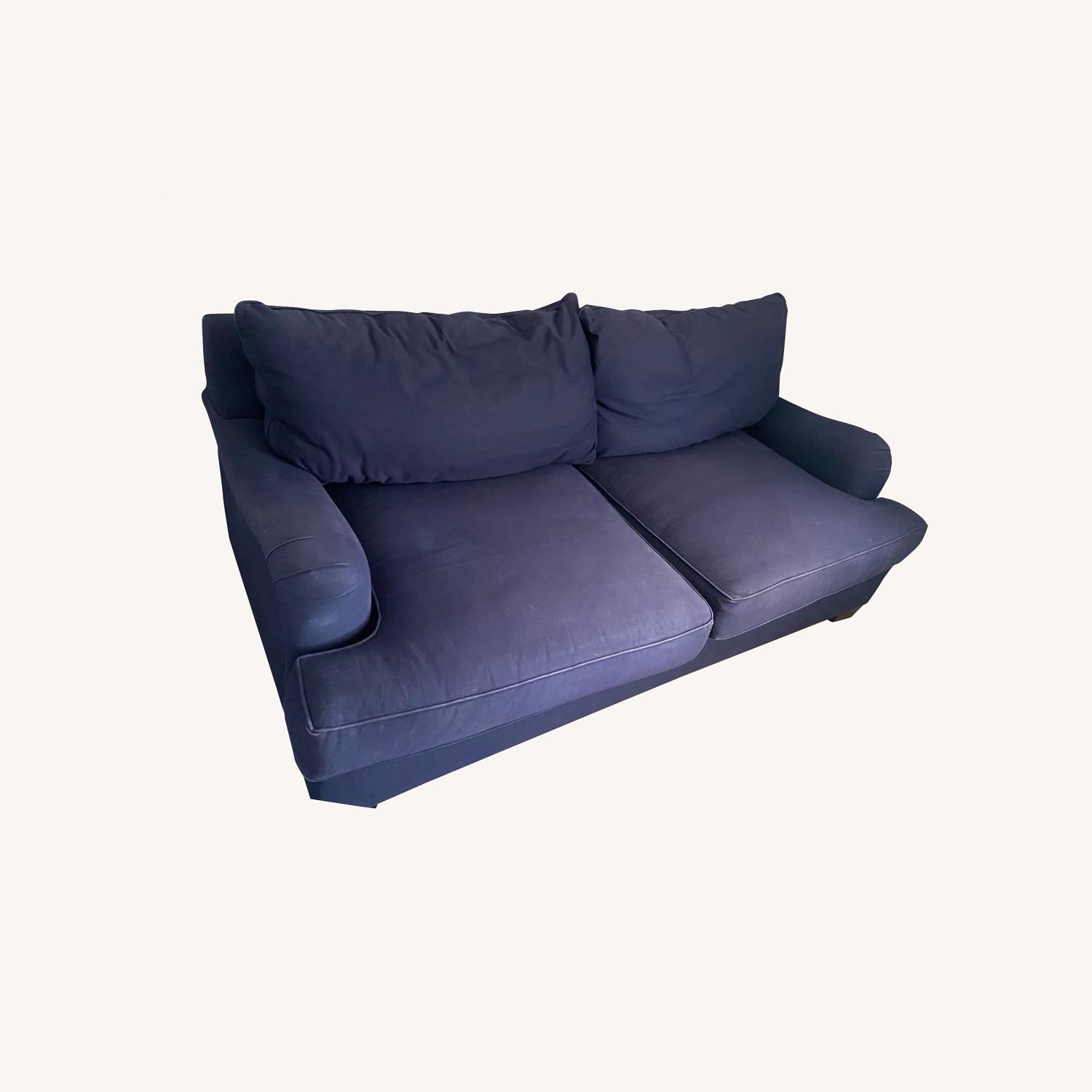 Pottery Barn 78 Inch Navy Blue Couch - image-0