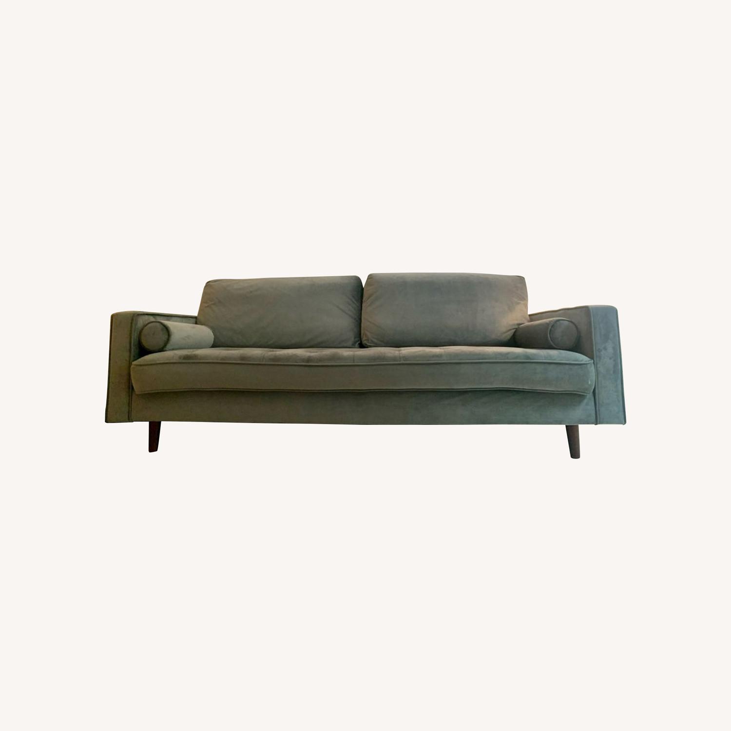 Wayfair Gray Velvet Sofa AptDeco