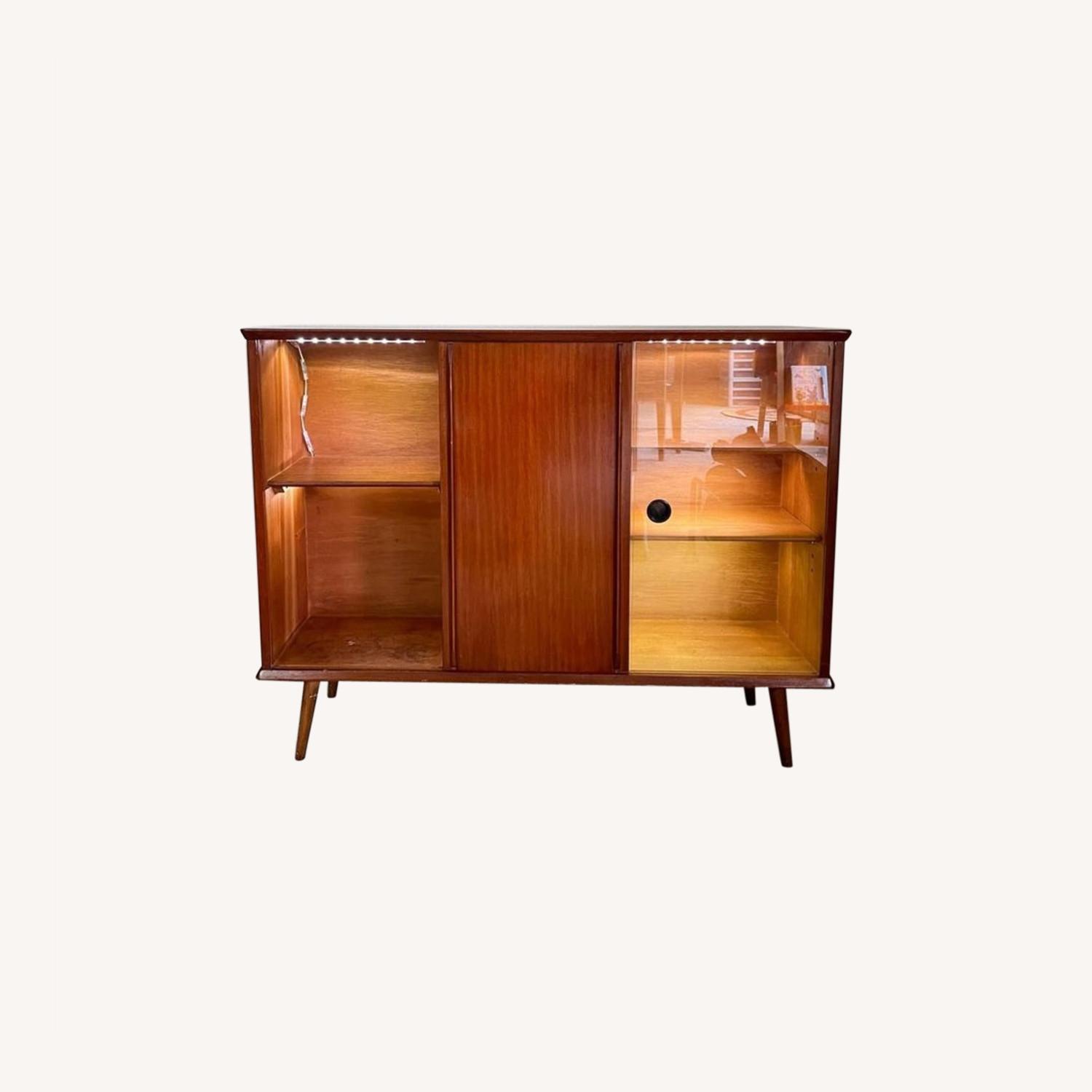 IKEA Mid Century Modern Cherry Wood Bar Cabinet - image-0