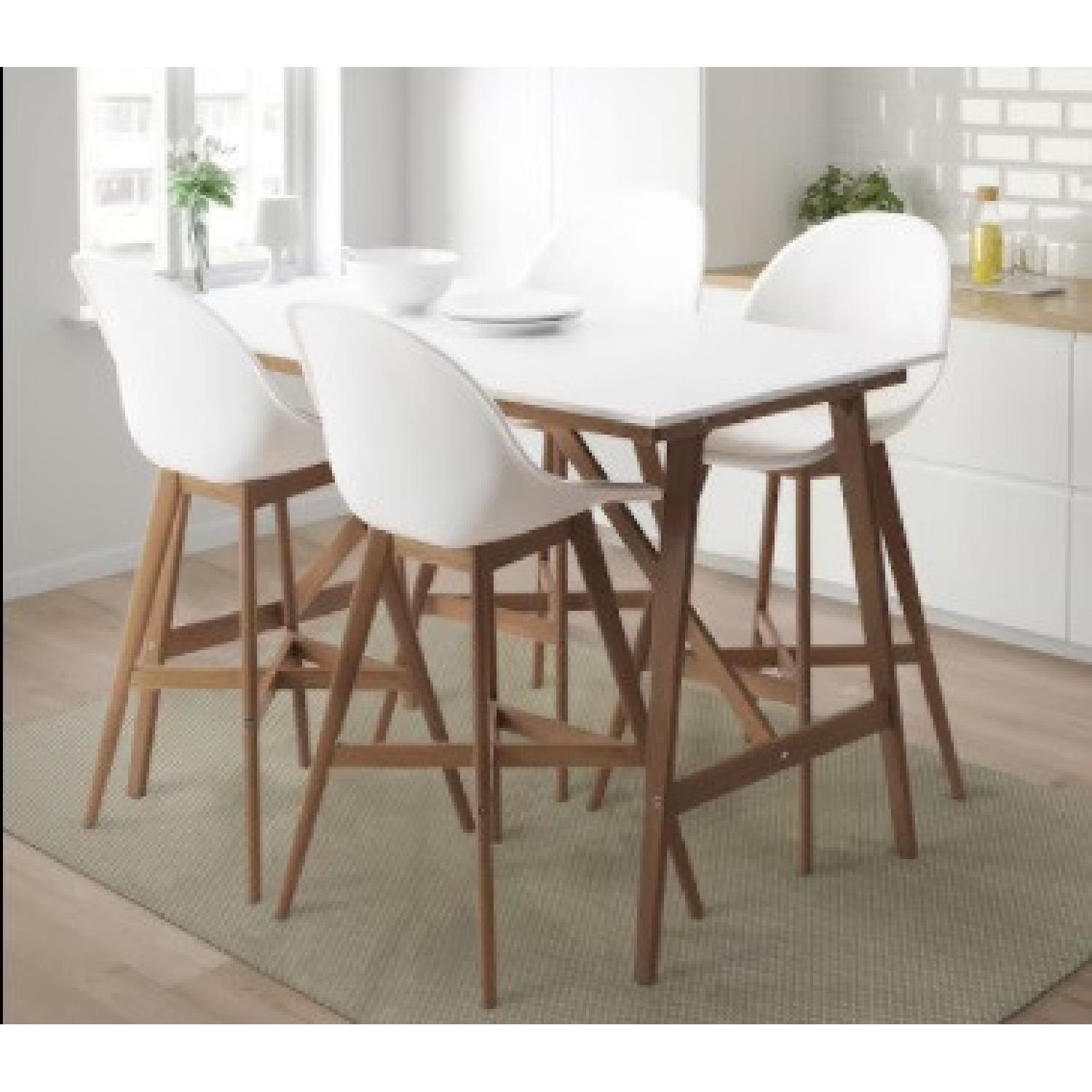 IKEA FANBYN Modern White and Bamboo Table - AptDeco