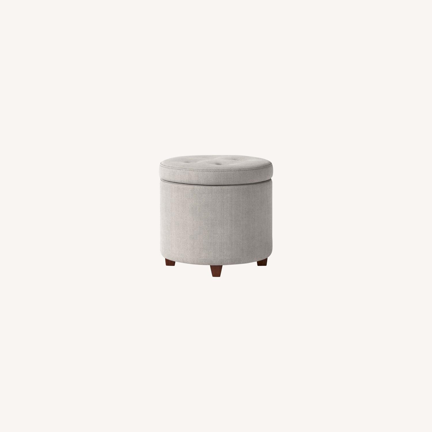 Light Gray Storage Ottoman - image-0