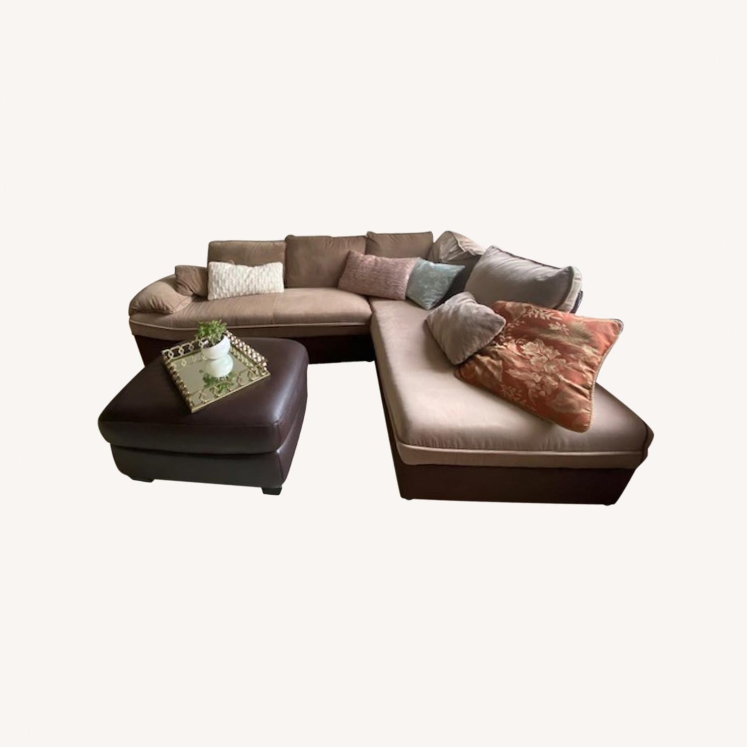 Chocolate Mocha Suede Sectional / Couch AptDeco