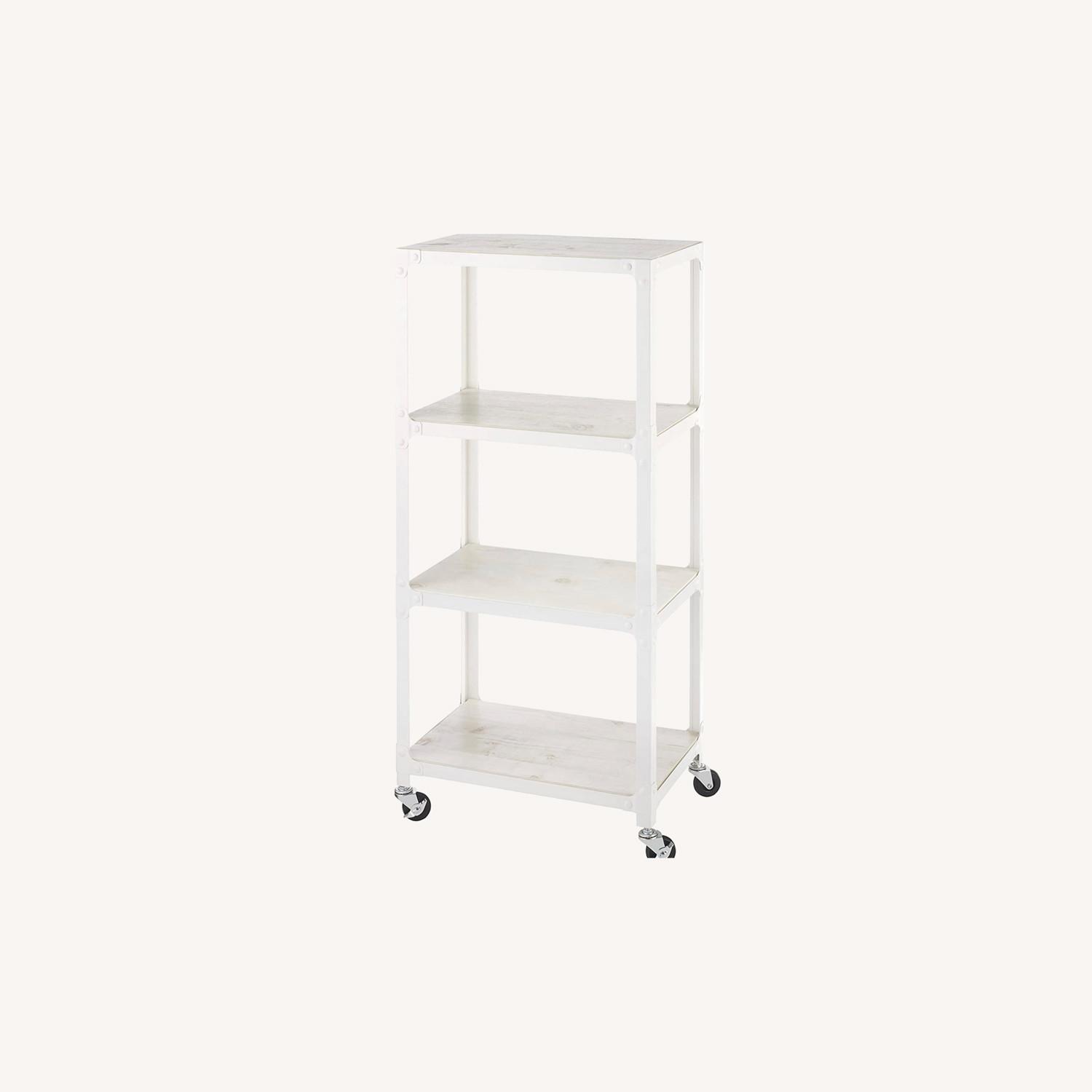Modern White Rolling Shelf/Cart AptDeco