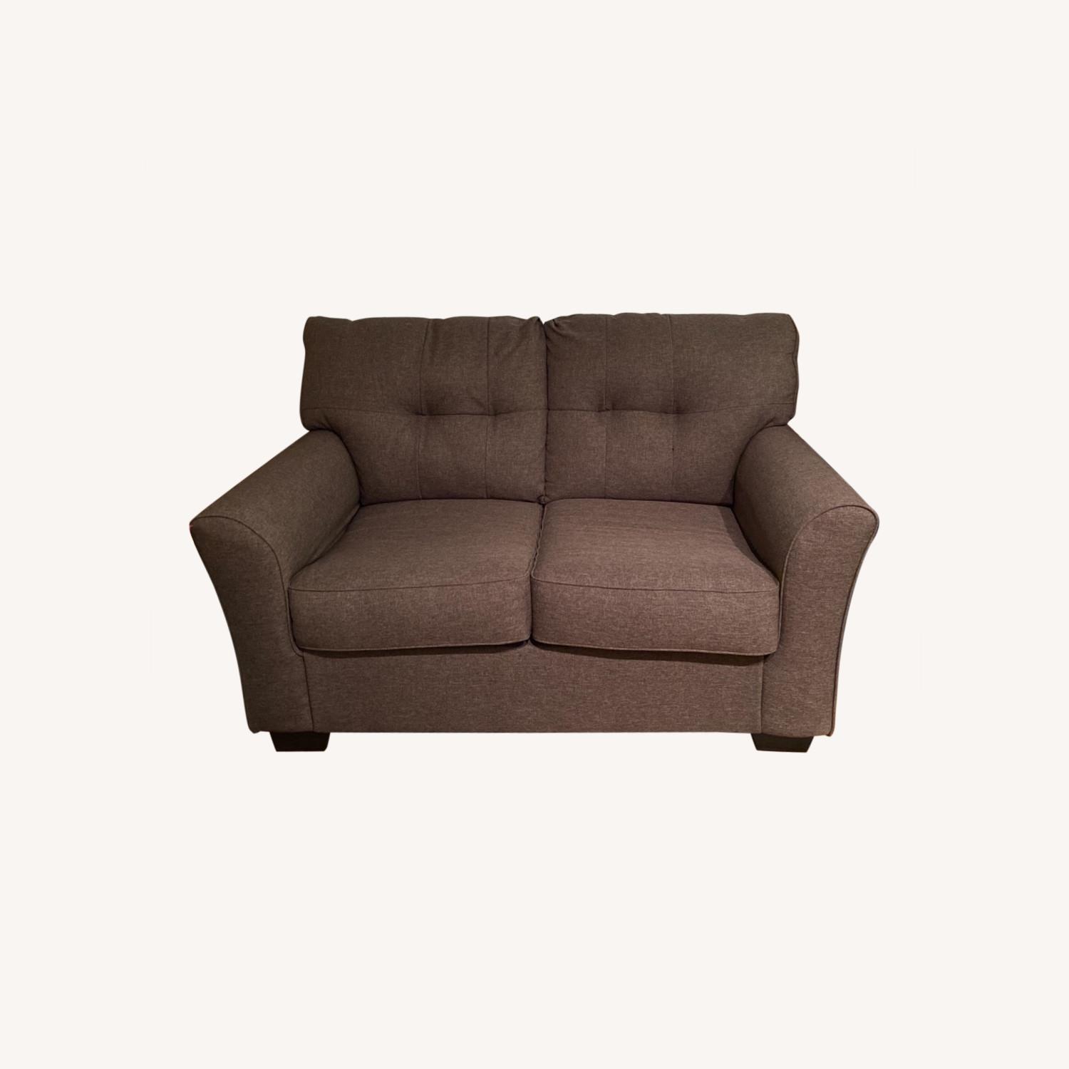 Brown Fabric Loveseat AptDeco