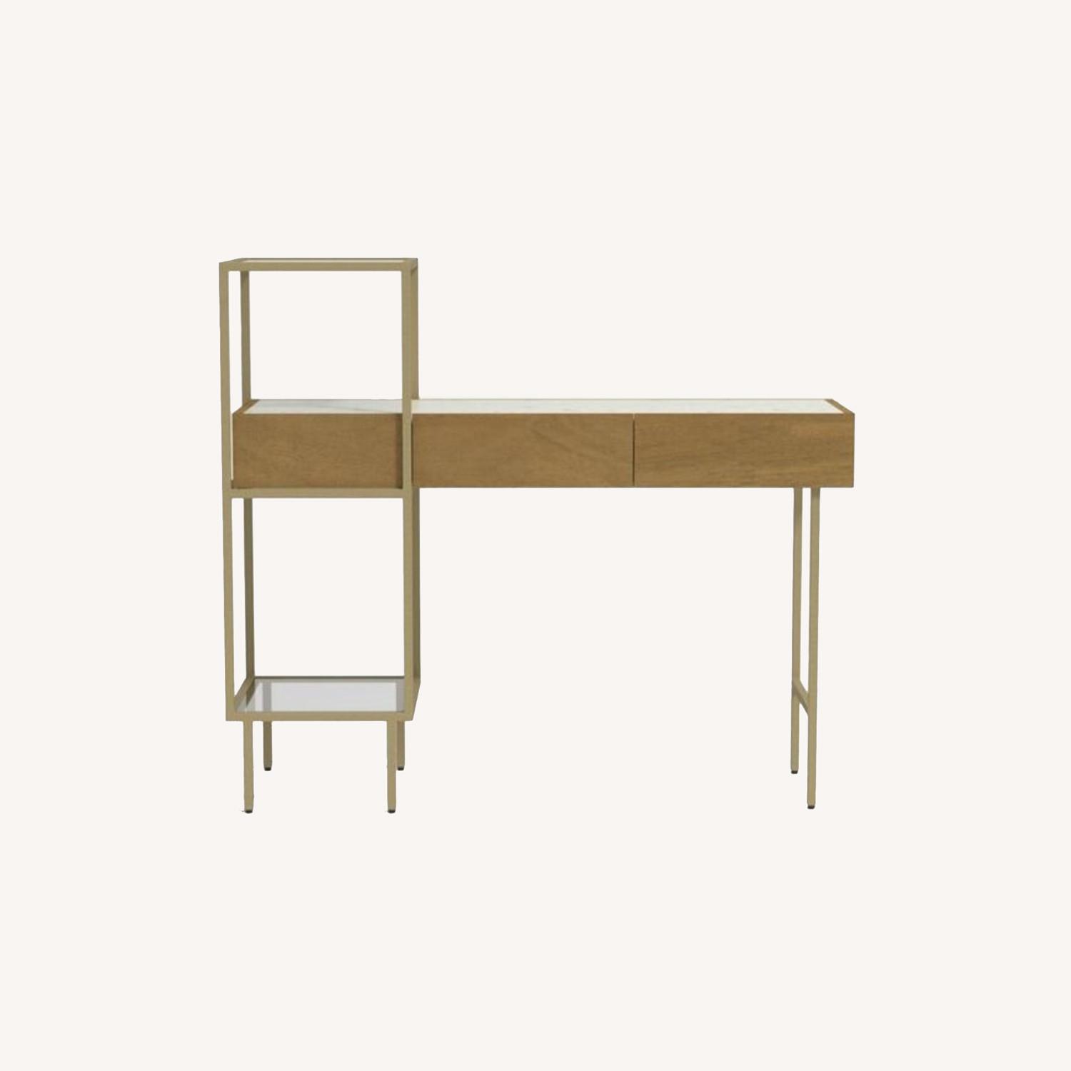 Crate + Barrel Winslet Wood + Marble Desk/Vanity AptDeco