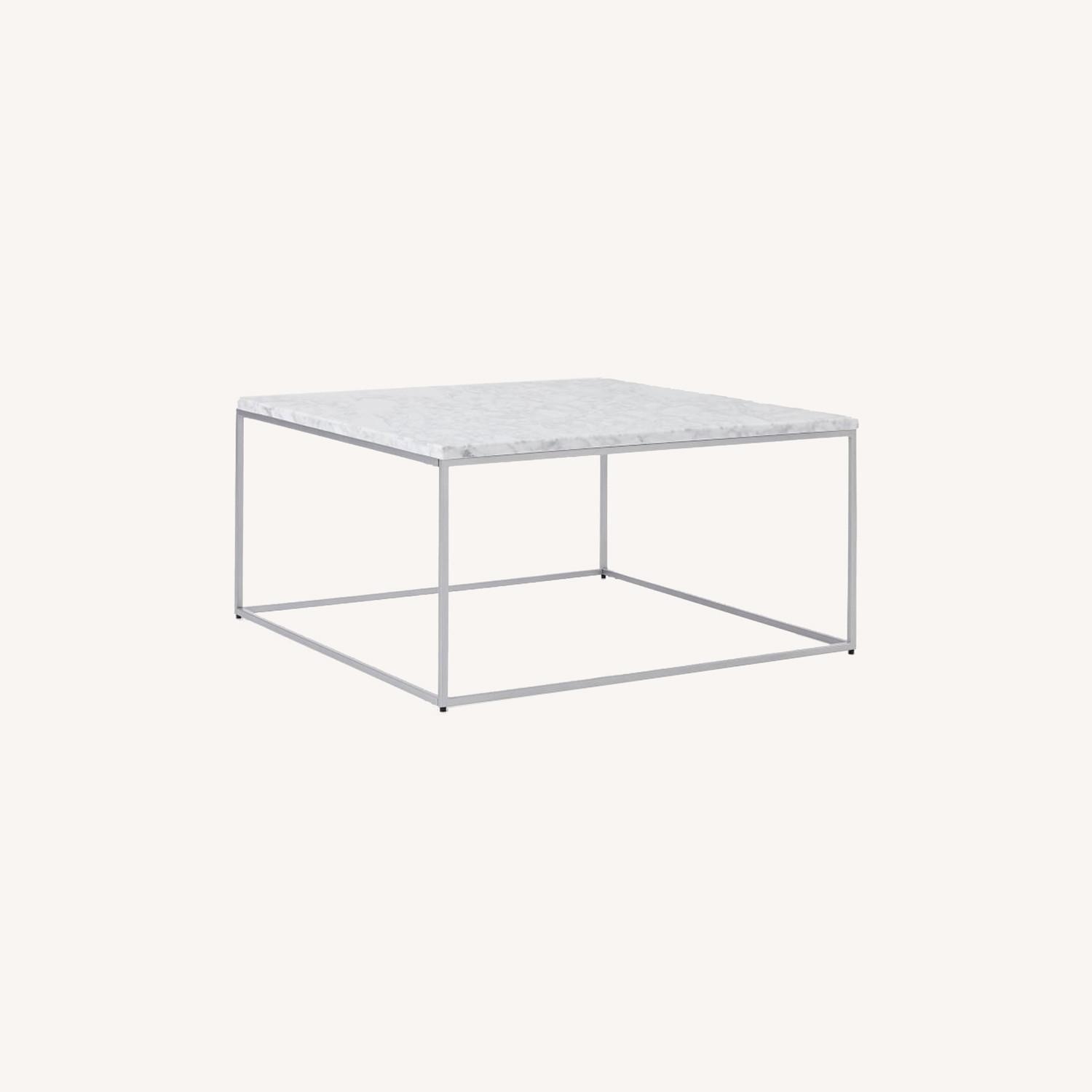West Elm Streamline Marble Chrome Coffee Table AptDeco