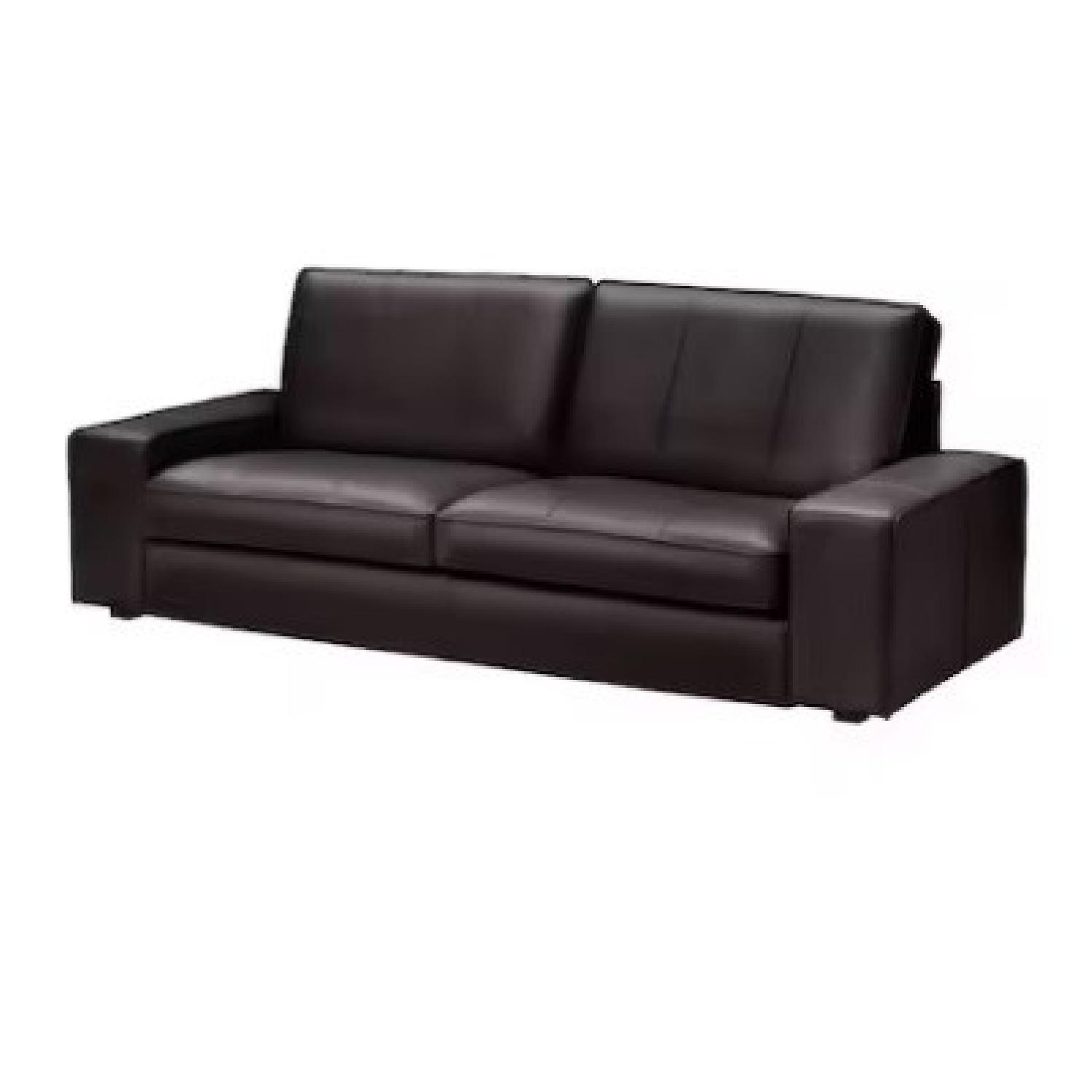 IKEA Dark Brown Leather Kivik 90 sofa - image-7