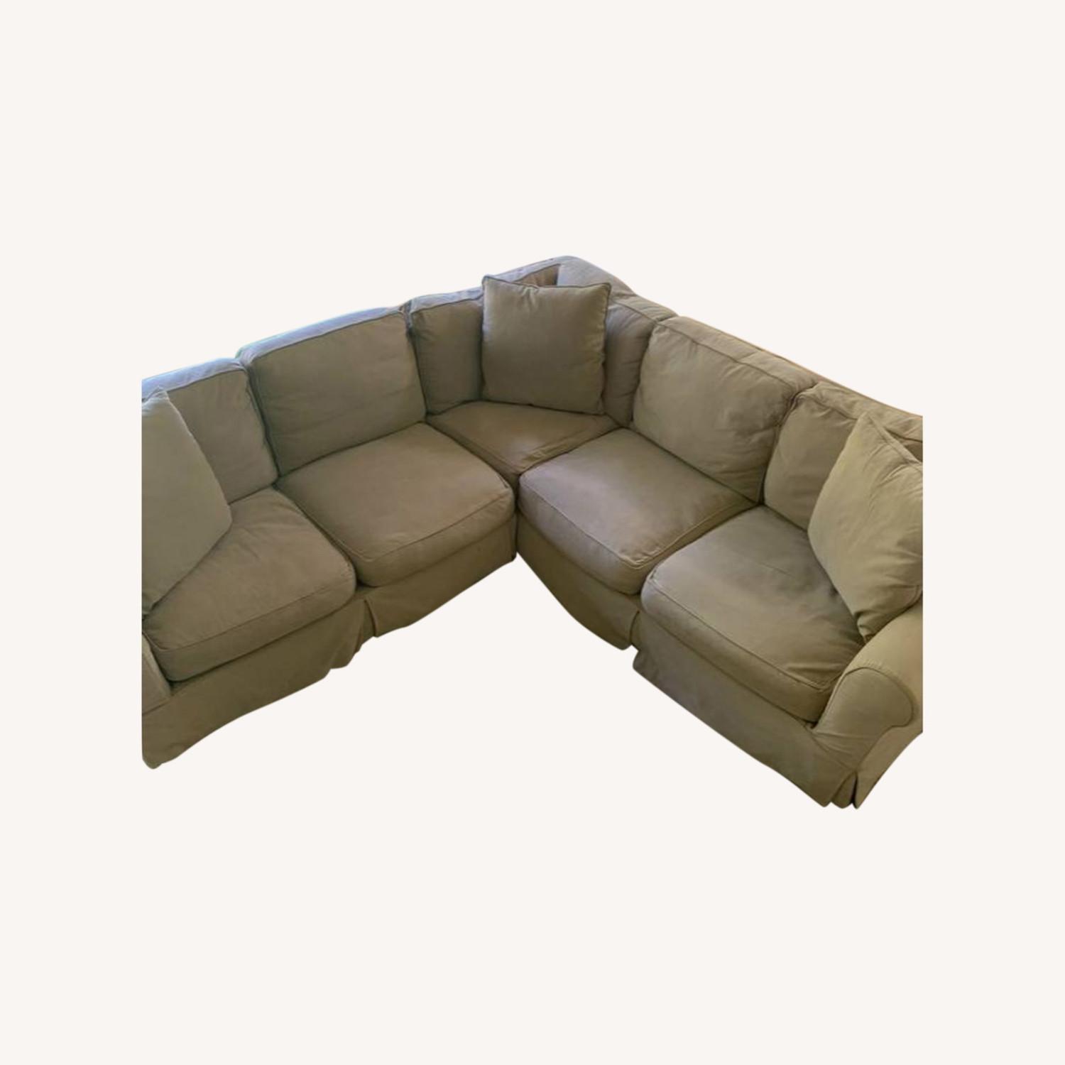 Restoration Hardware Slip Covered Sectional Couch AptDeco