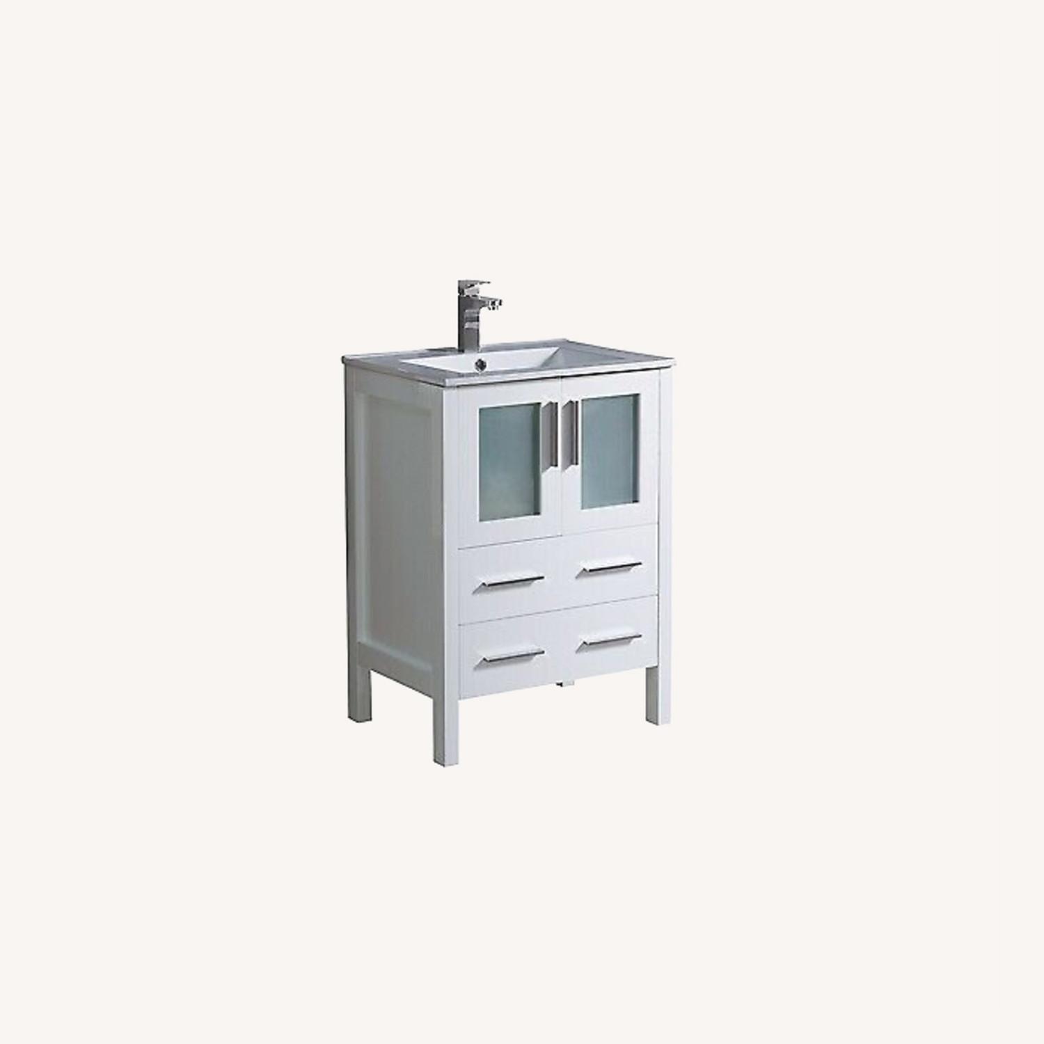 White Modern Bathroom Vanity 24 inch - AptDeco
