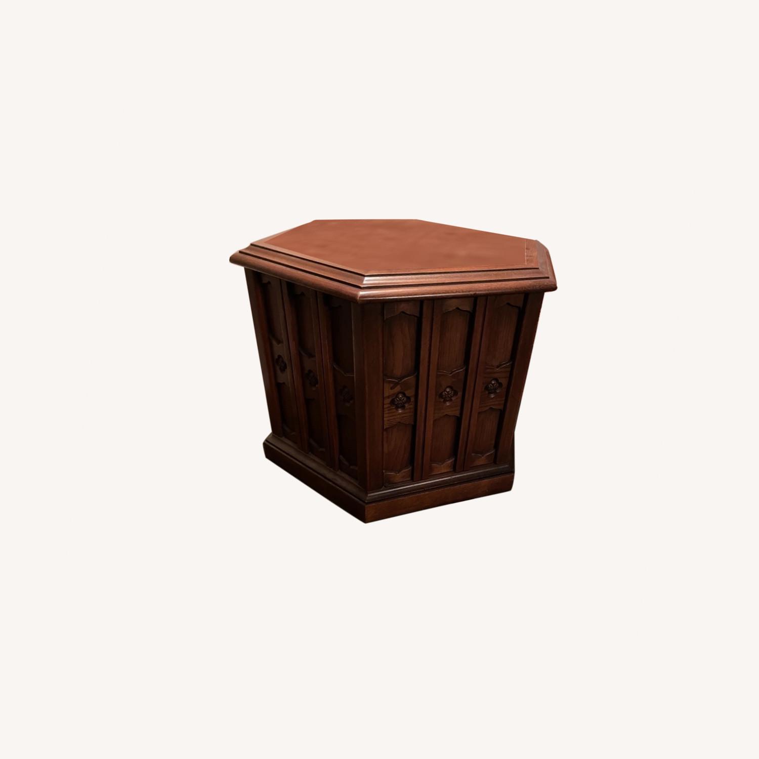Drexel Esperanto Unique Carved Hexagon Side Table - image-0