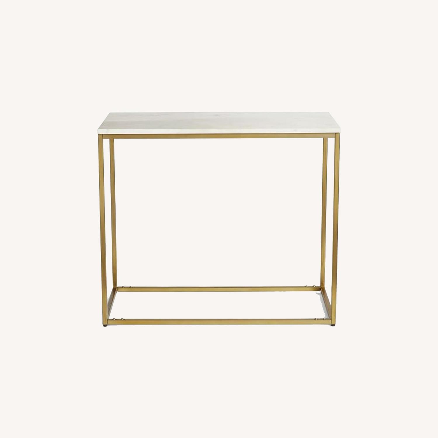 Pottery Barn Delaney 28" Rectangular Marble End Table, Brass AptDeco