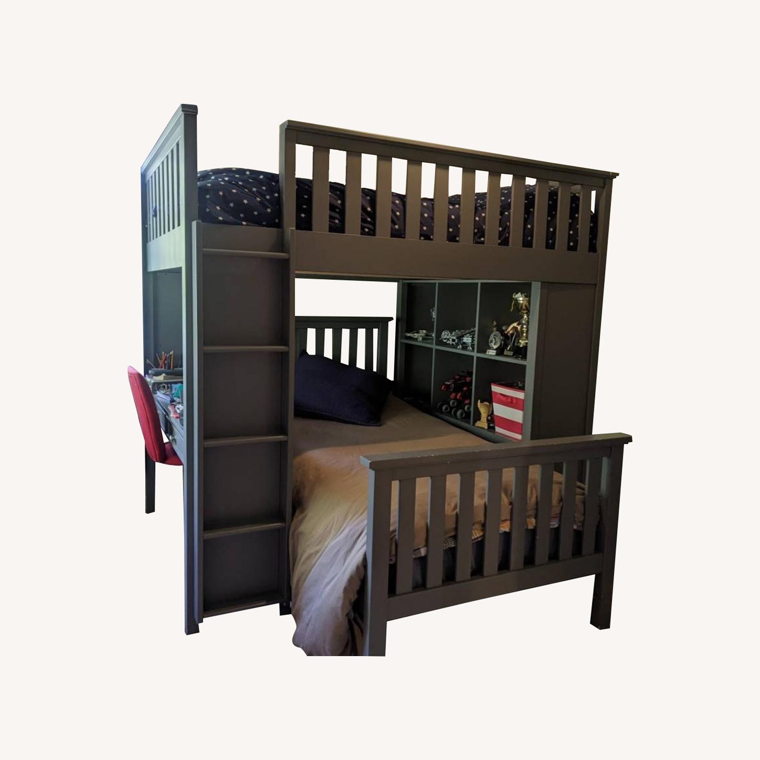 Pottery Barn Kids Full Bunk Bed over Twin Bed - image-0