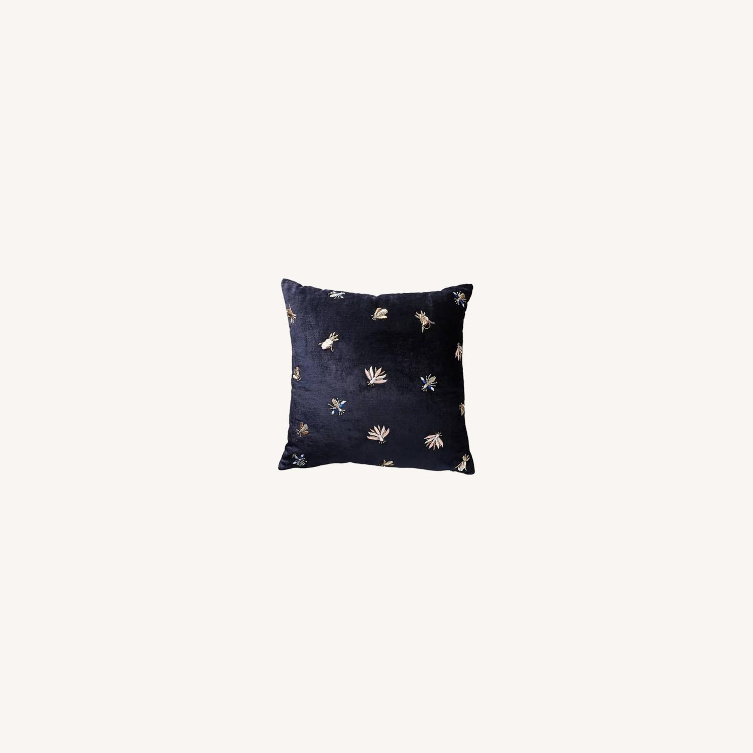 Anthropologie Embroidered Navy Velvet Pillows (2) AptDeco