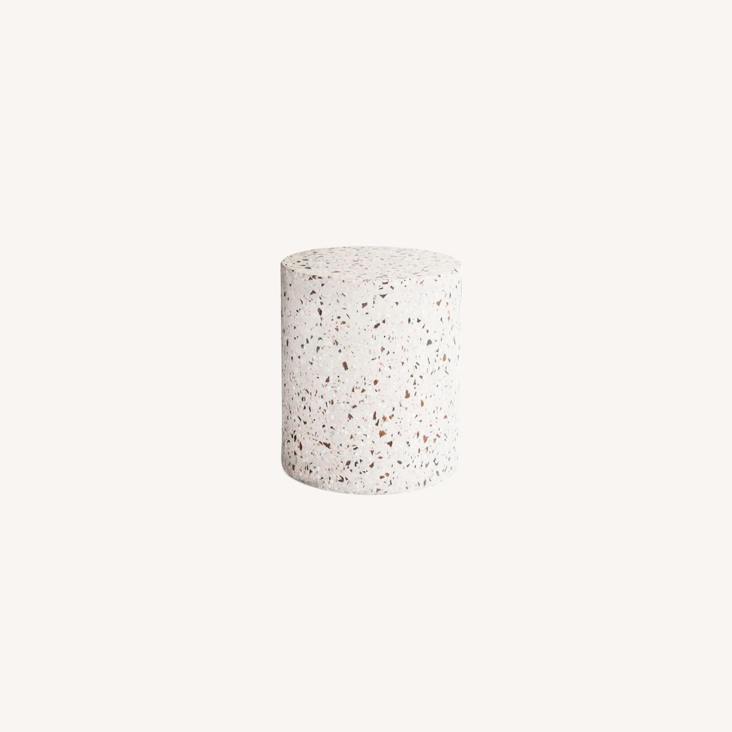 Pottery Barn Terrazzo Round Side Table, White AptDeco