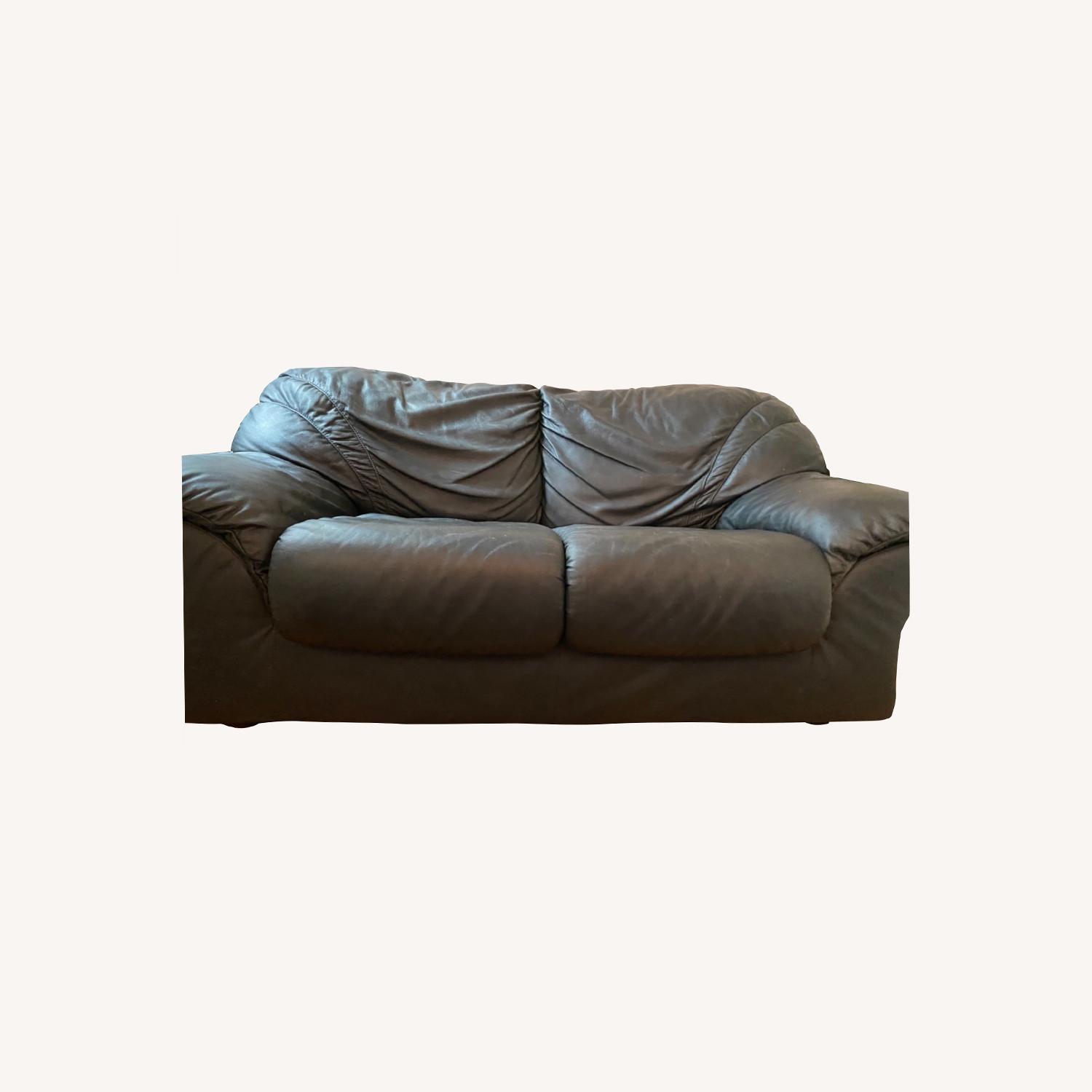 Awesome Black Leather Loveseat - image-0