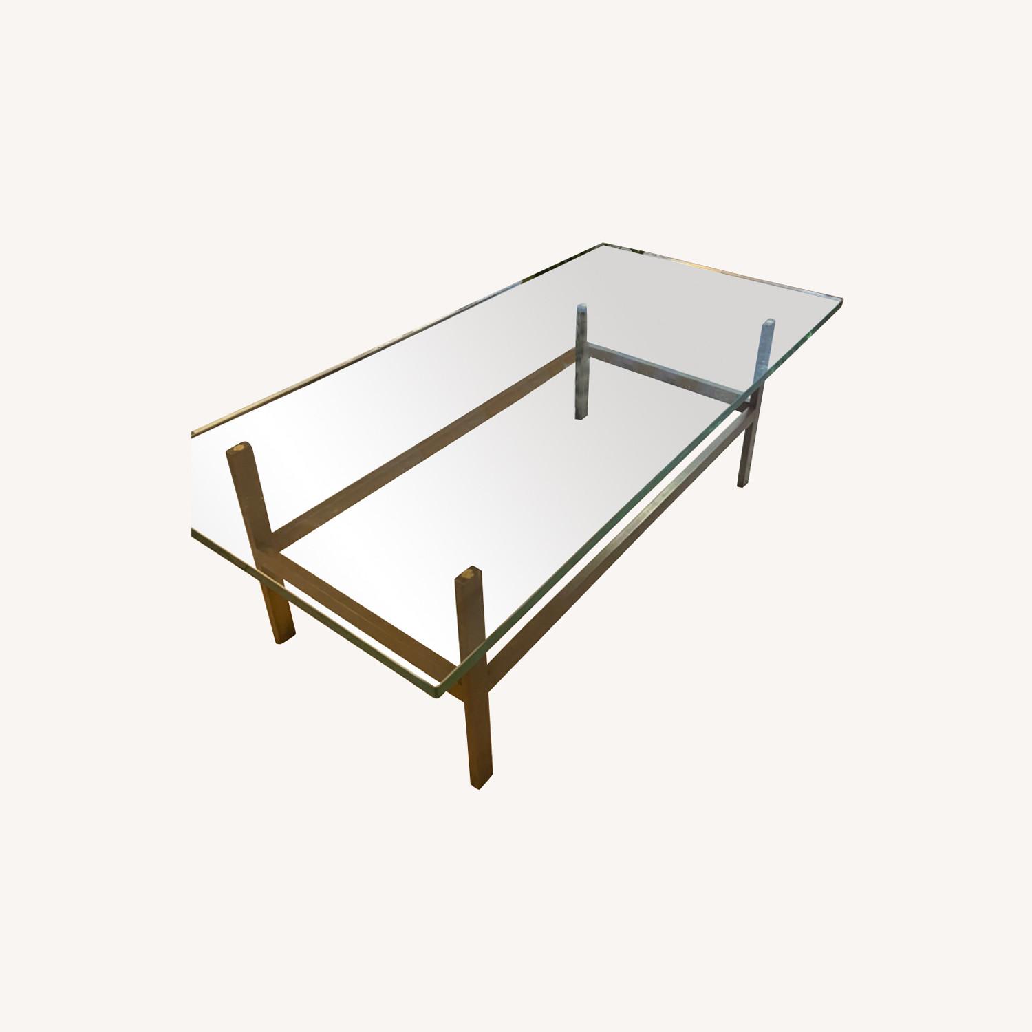 Glass Coffee Table with Brass Legs AptDeco