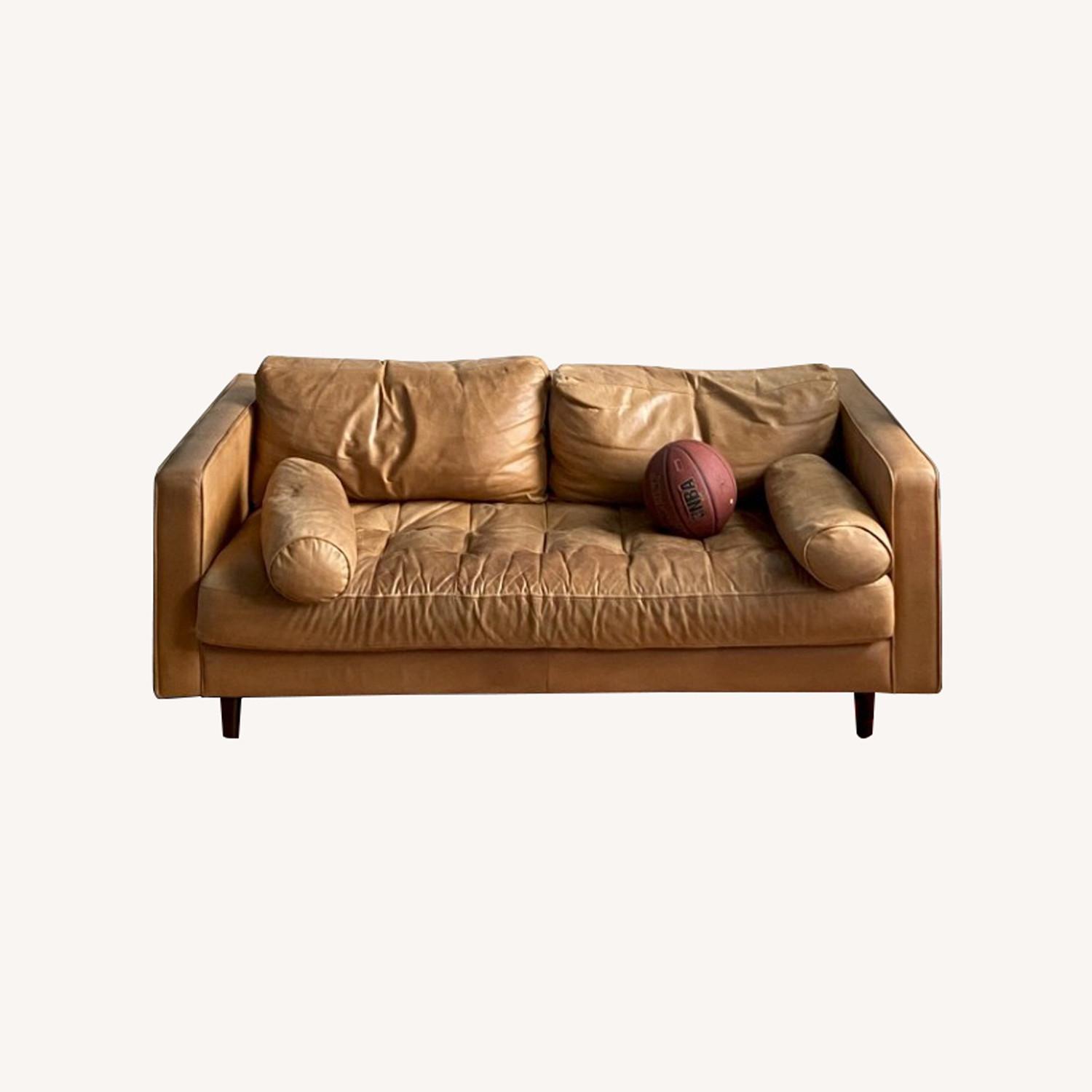Article Tan Leather Couch - image-0