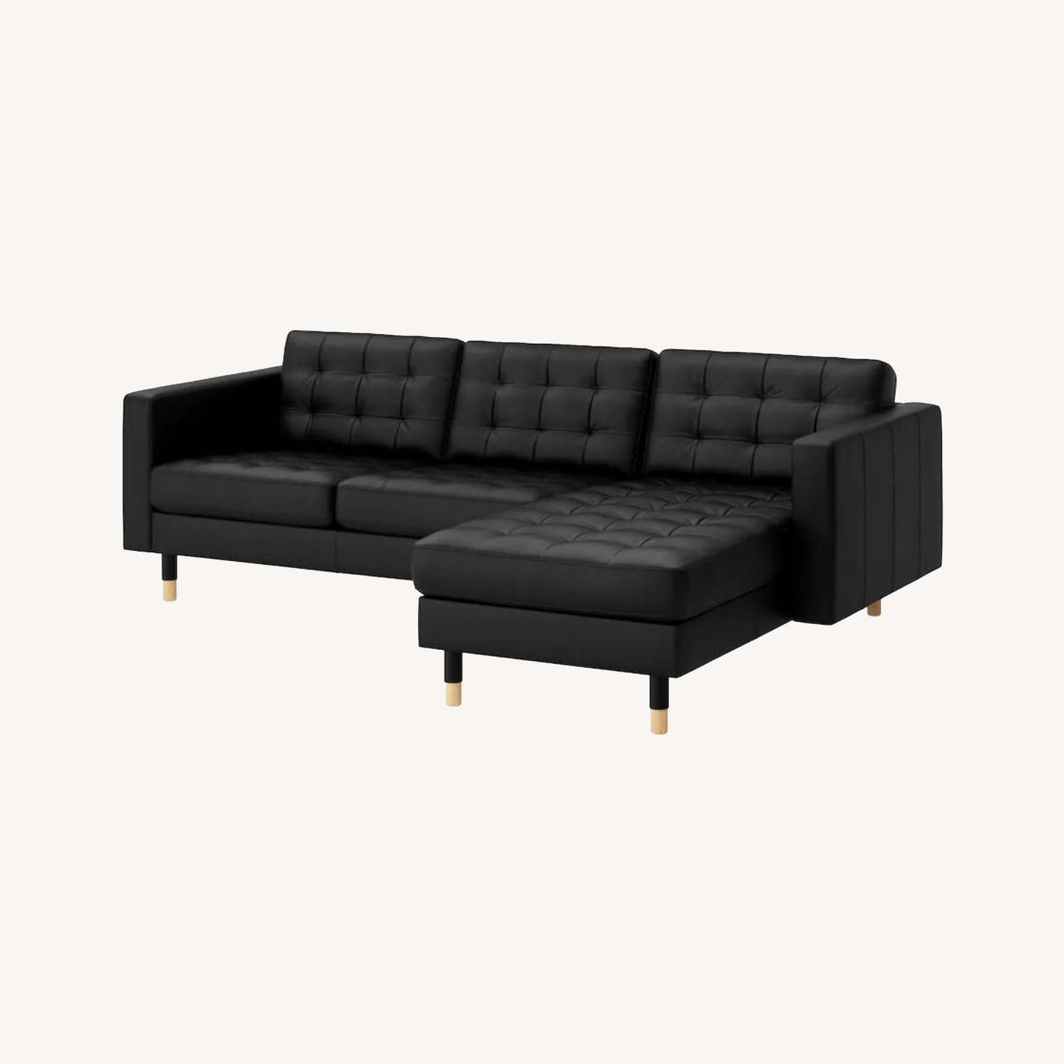 IKEA Midcentury Leather Morabo Sectional Sofa w/ Chaise AptDeco