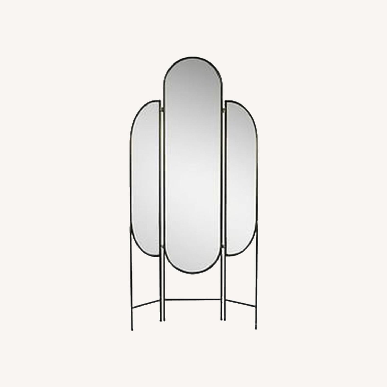 Black Metal Tri-fold Floor Mirror from West Elm - image-0
