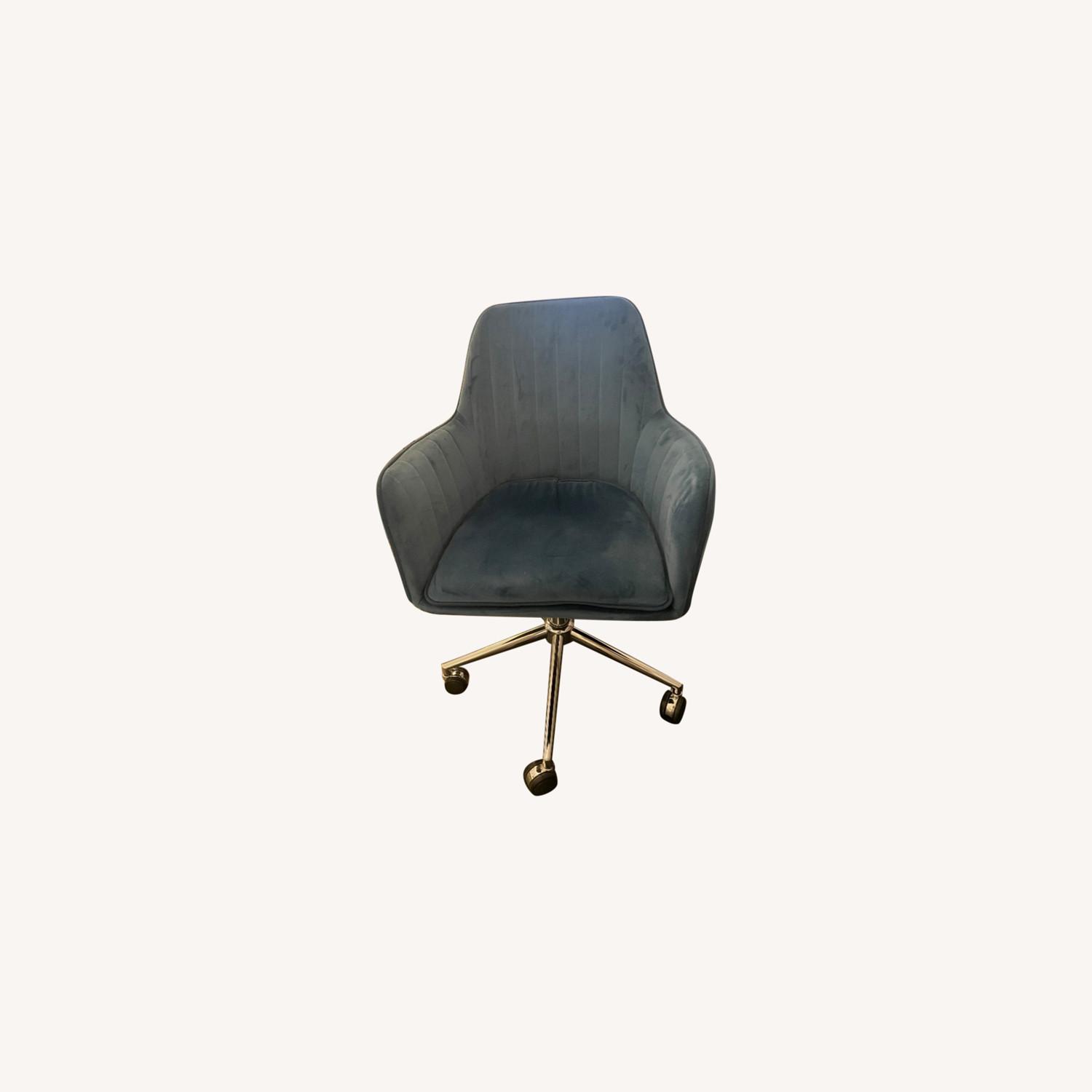 Blue Velvet Office Chair ` AptDeco