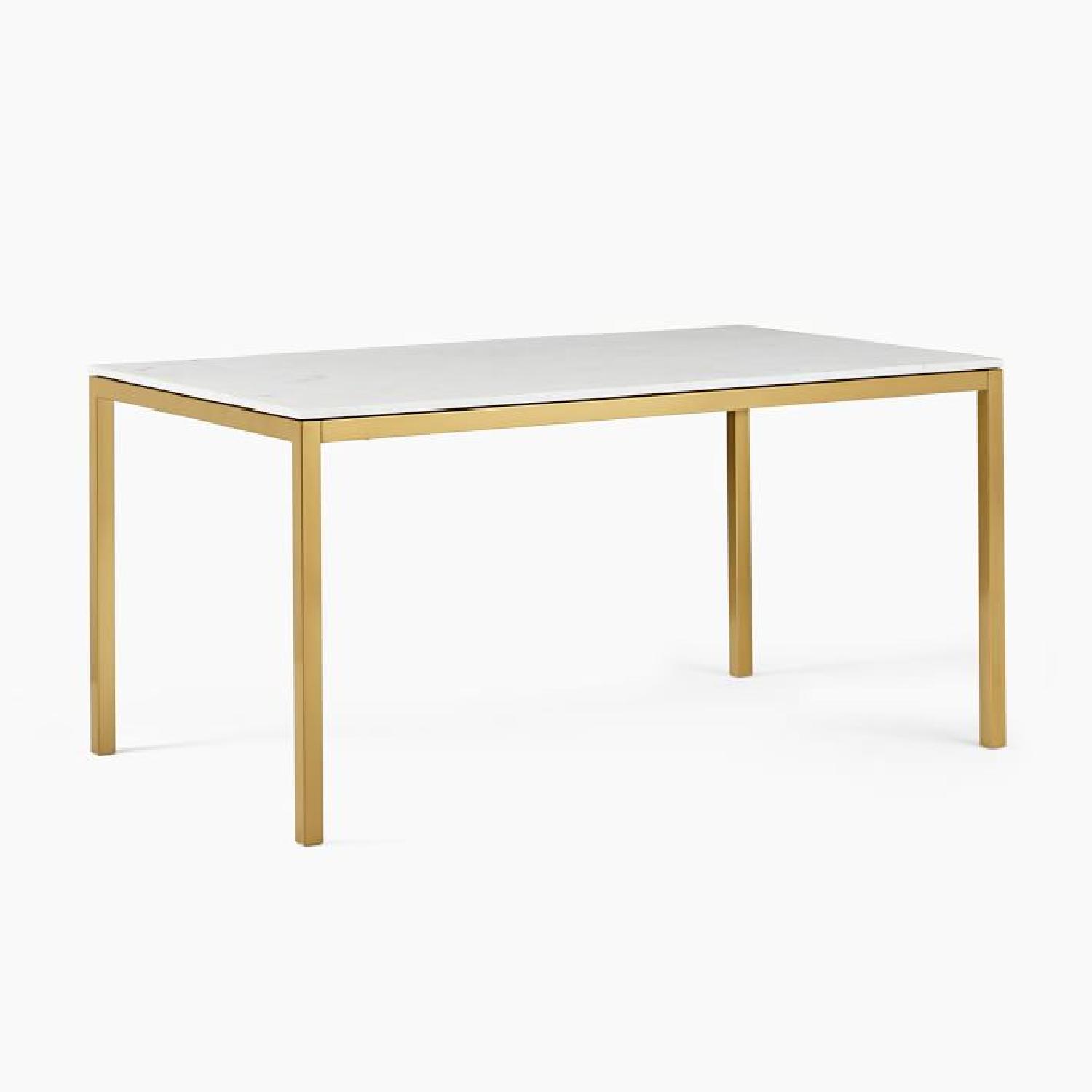 West Elm 72 White Frame Marble Dining Table - image-5