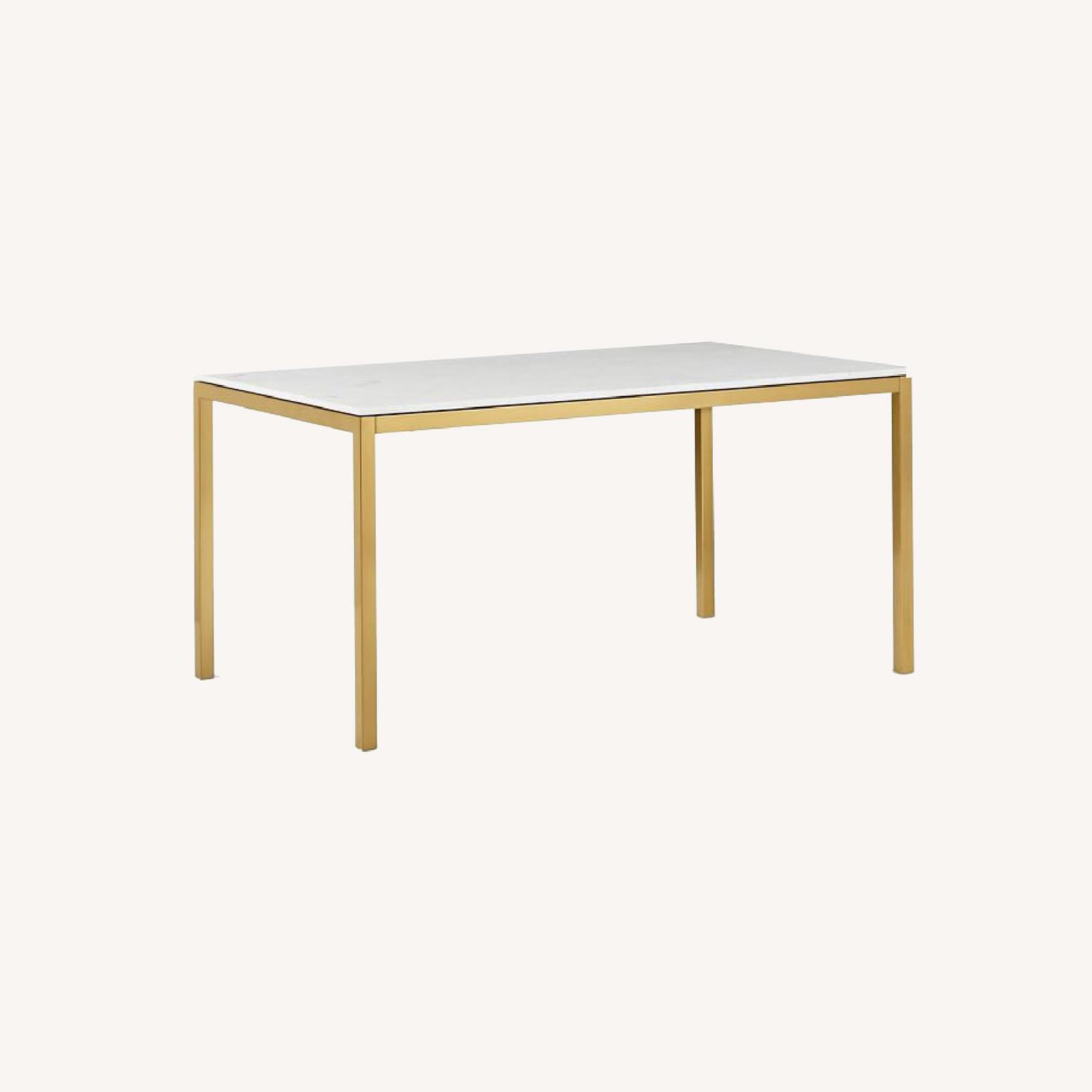 West Elm 72 White Frame Marble Dining Table - image-0