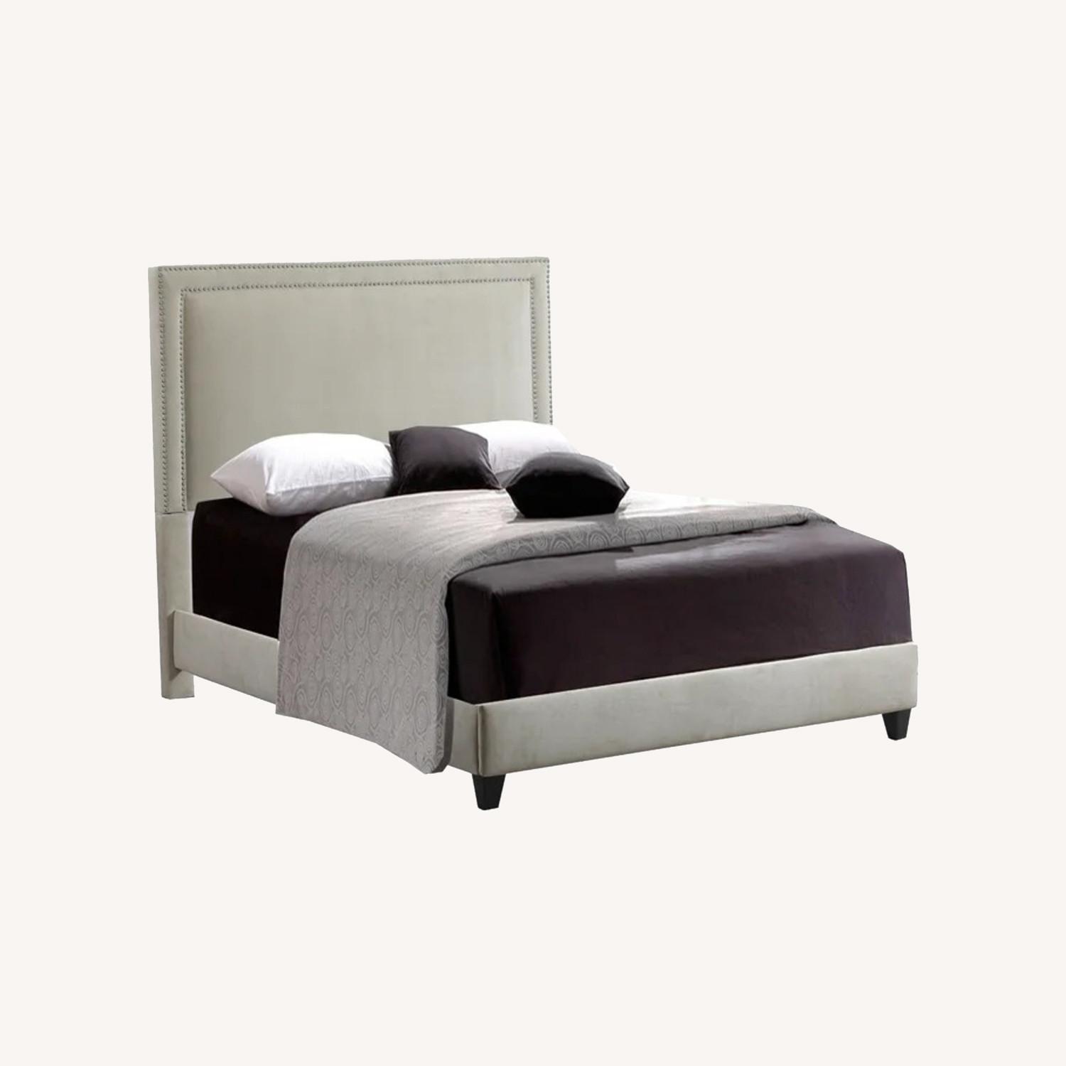 Grey Upholstered Bed AptDeco
