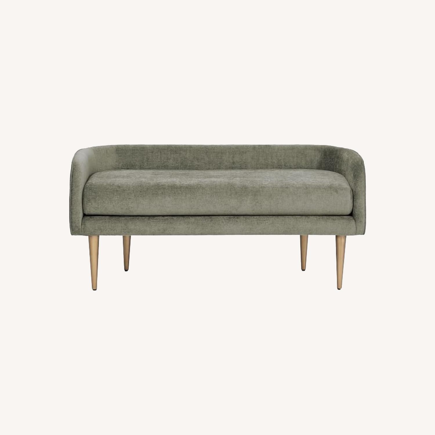West Elm Celine Bench, Distressed Velvet, Pewter - image-0