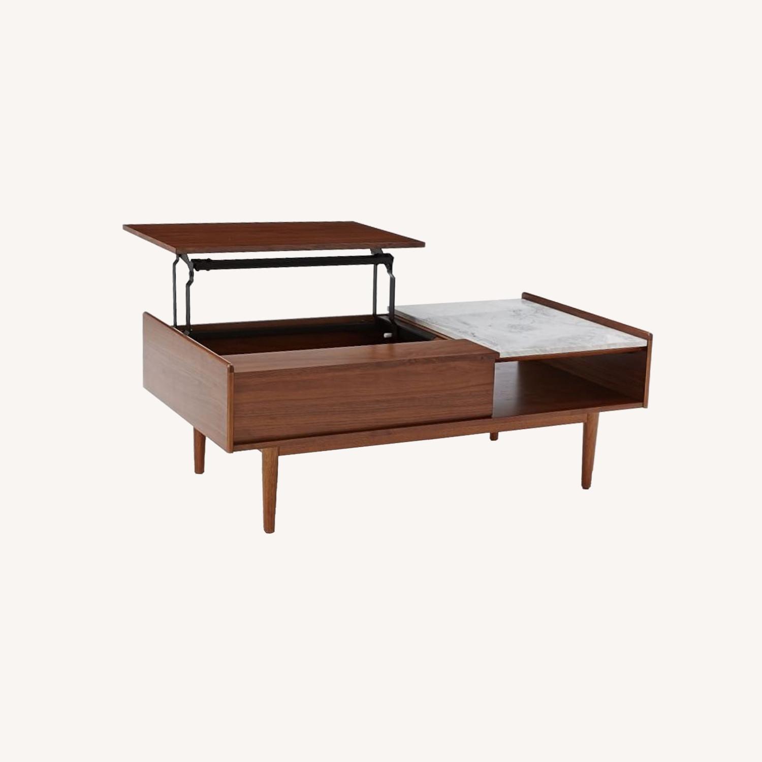 West Elm Mid Century Pop Up Coffee Table Marble - image-0