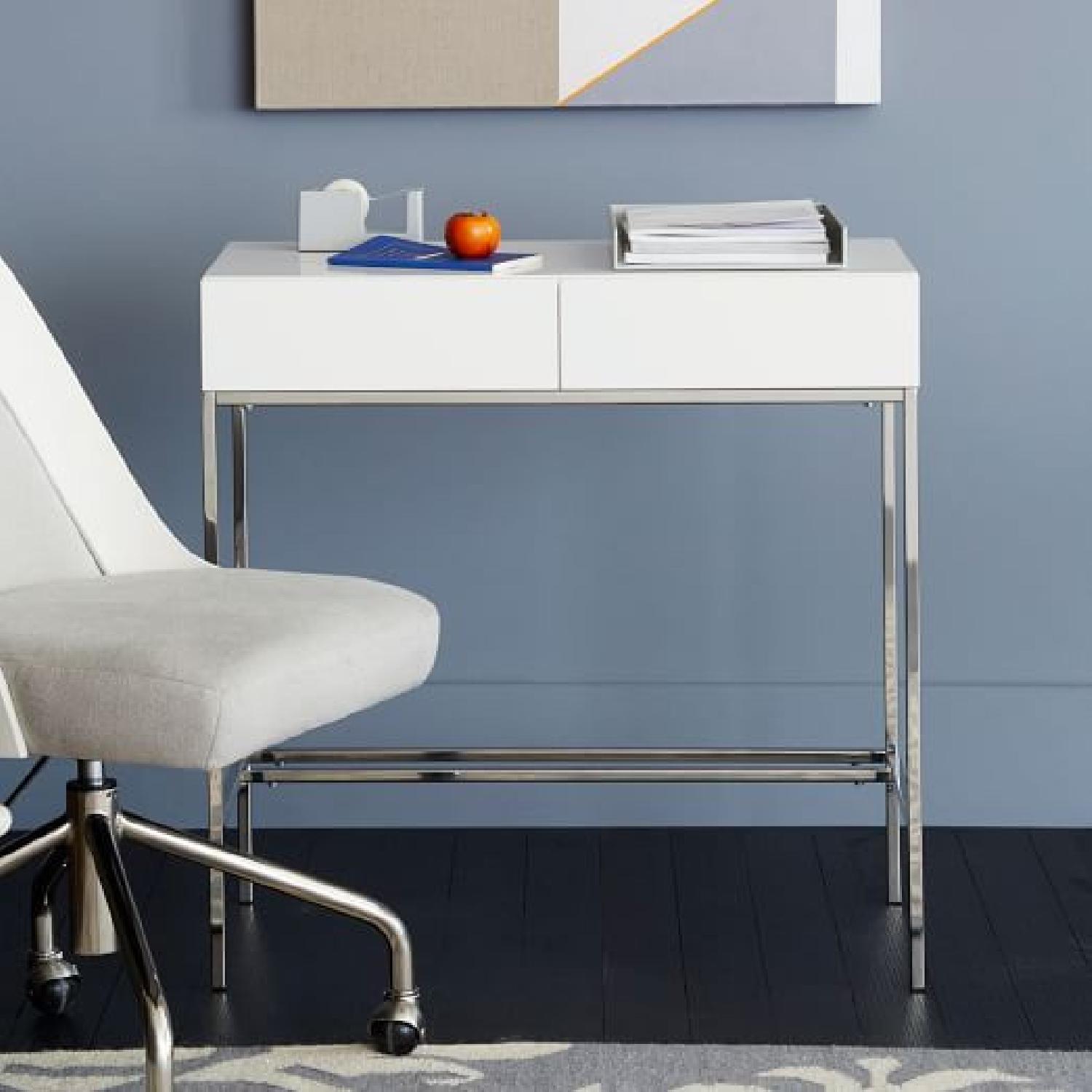 West Elm White Lacquer Mini Desk - image-4