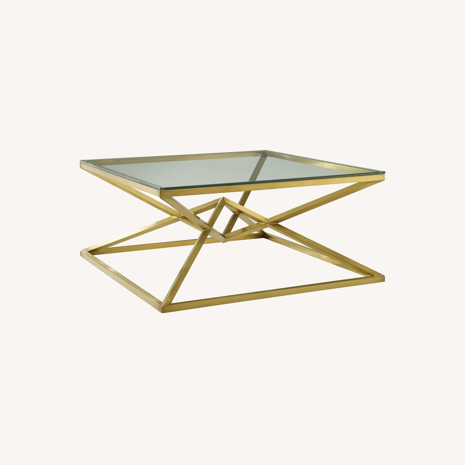 39.5" PyramidShaped Coffee Table In Brushed Gold AptDeco