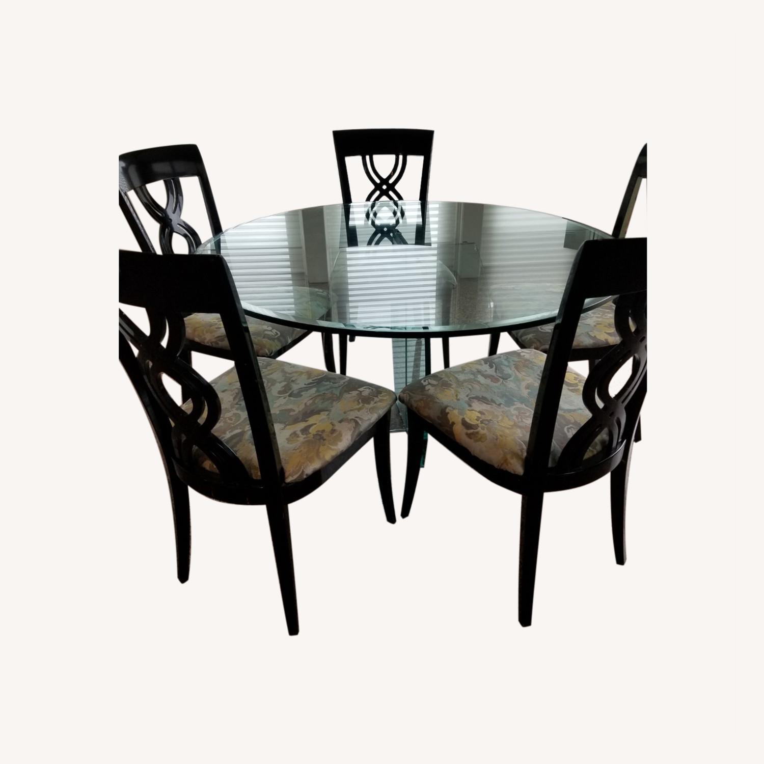 Glass Top Dining Table with 5 Chairs - image-0