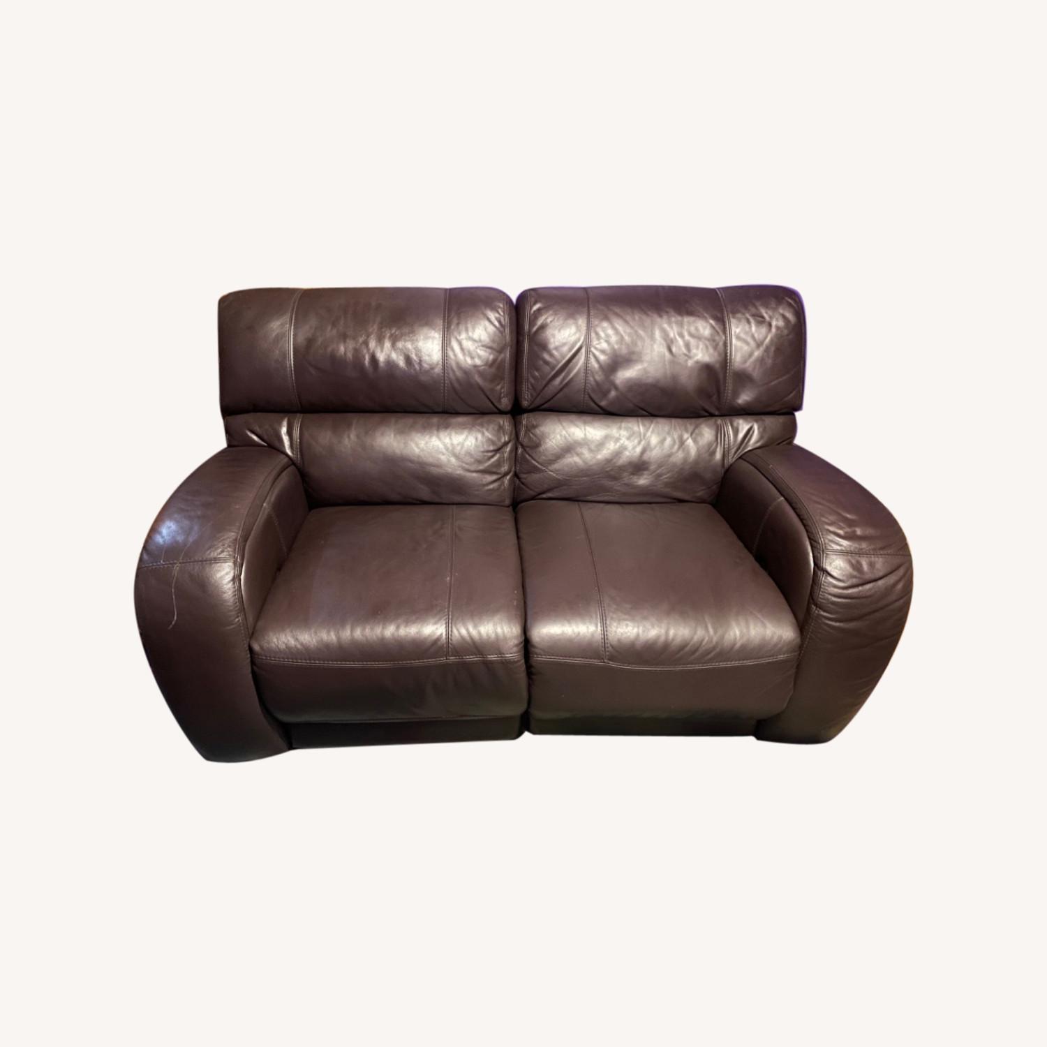 Brown leather electric recliner loveseat sofa aptdeco
